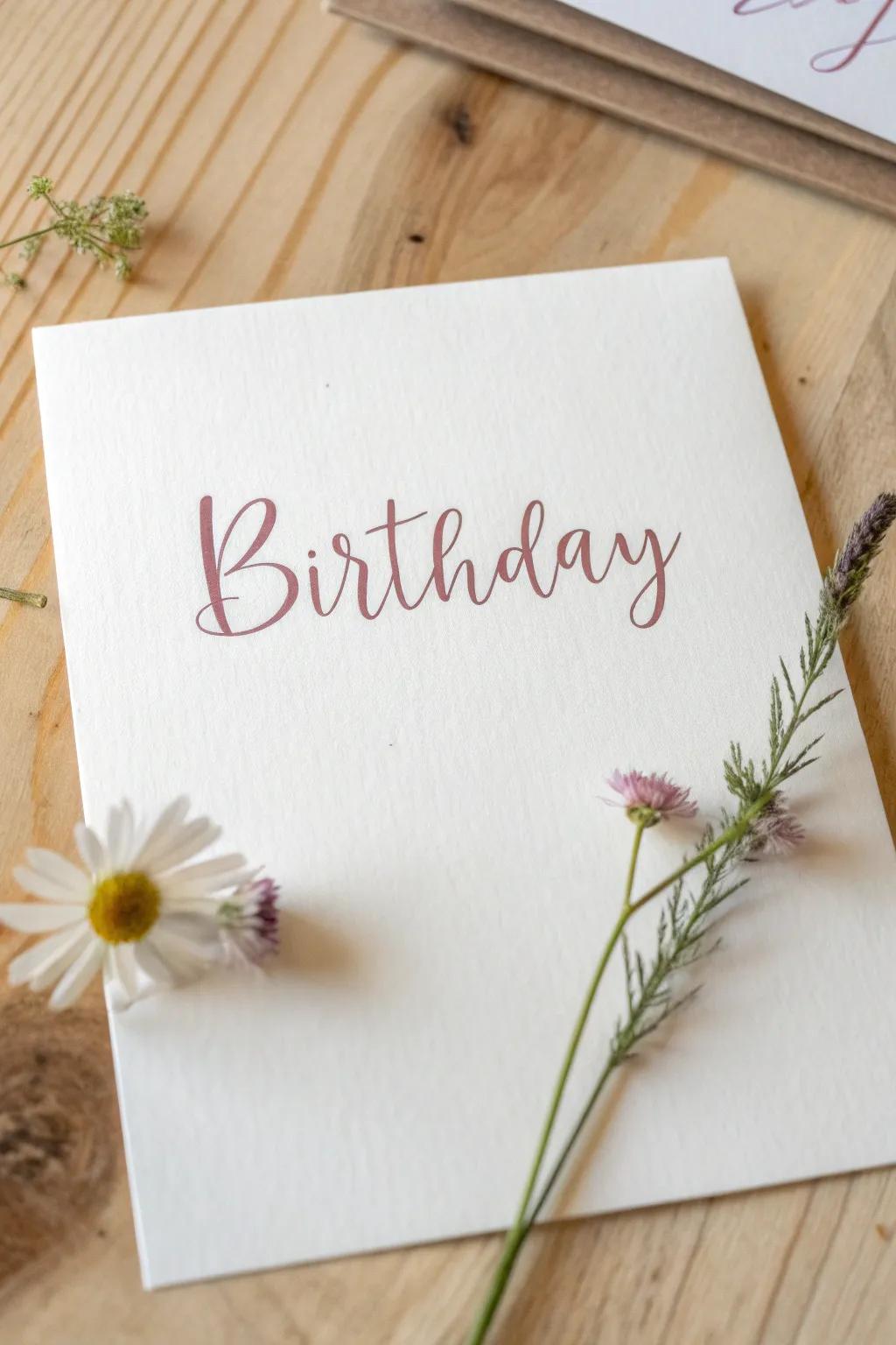 Celebrate with simplicity: a minimalist birthday card that speaks volumes with its quiet elegance.