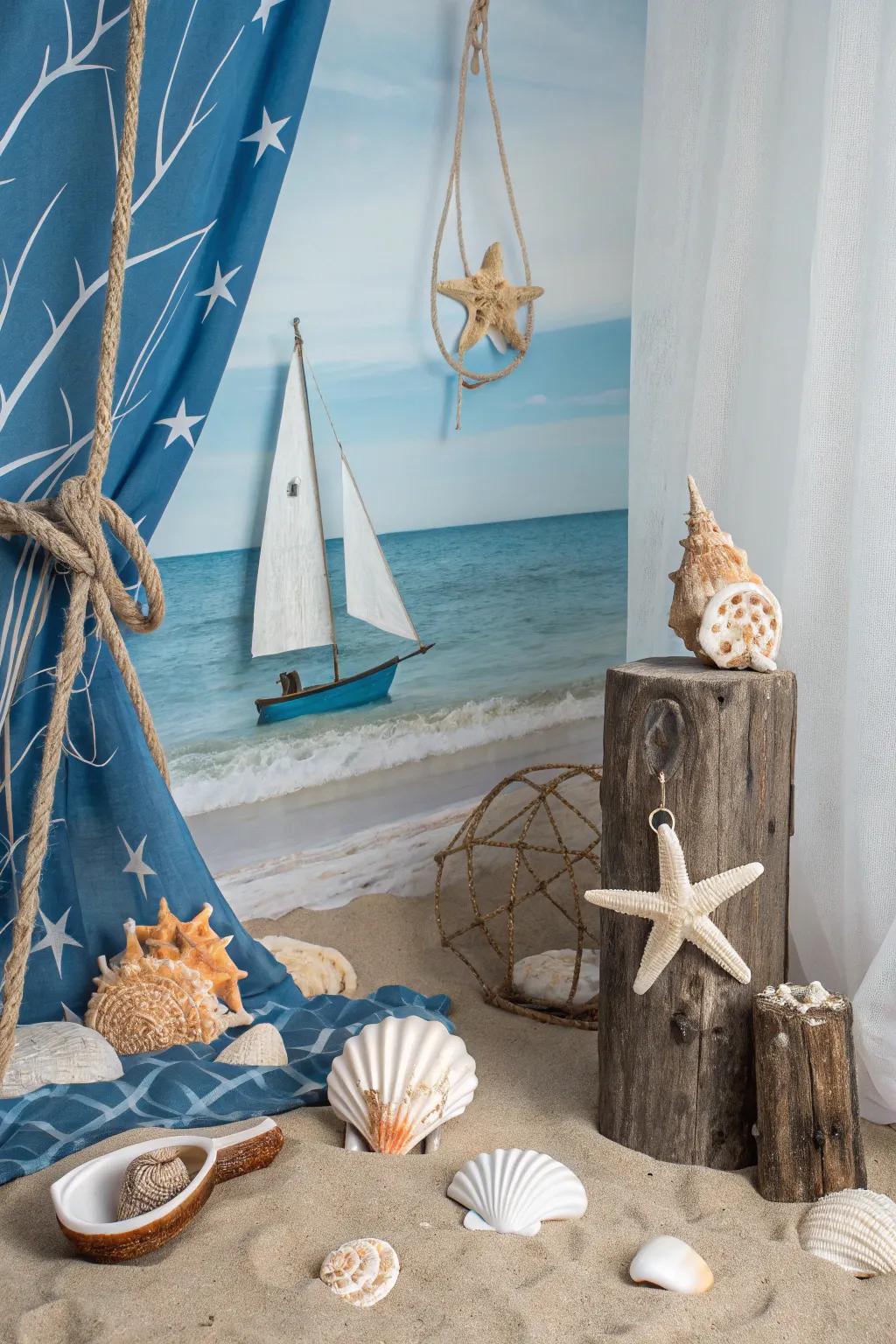 Serene seaside with nautical theme decor