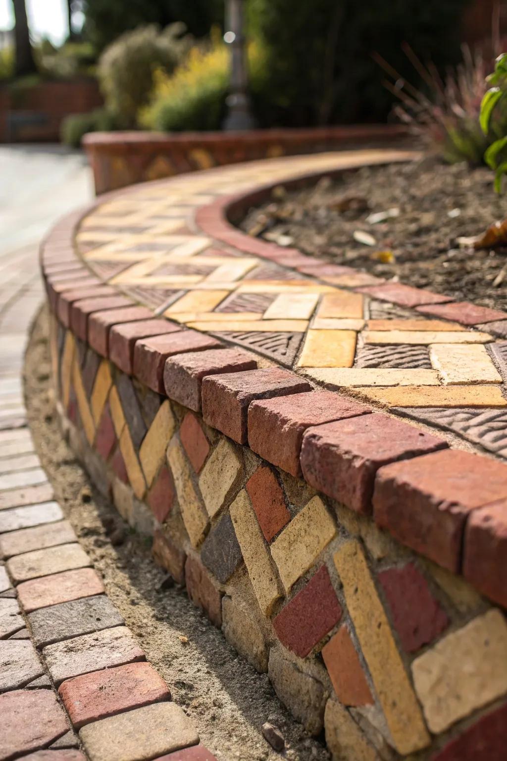 Elevate your garden with the art of brick mosaics – where craftsmanship meets creativity.