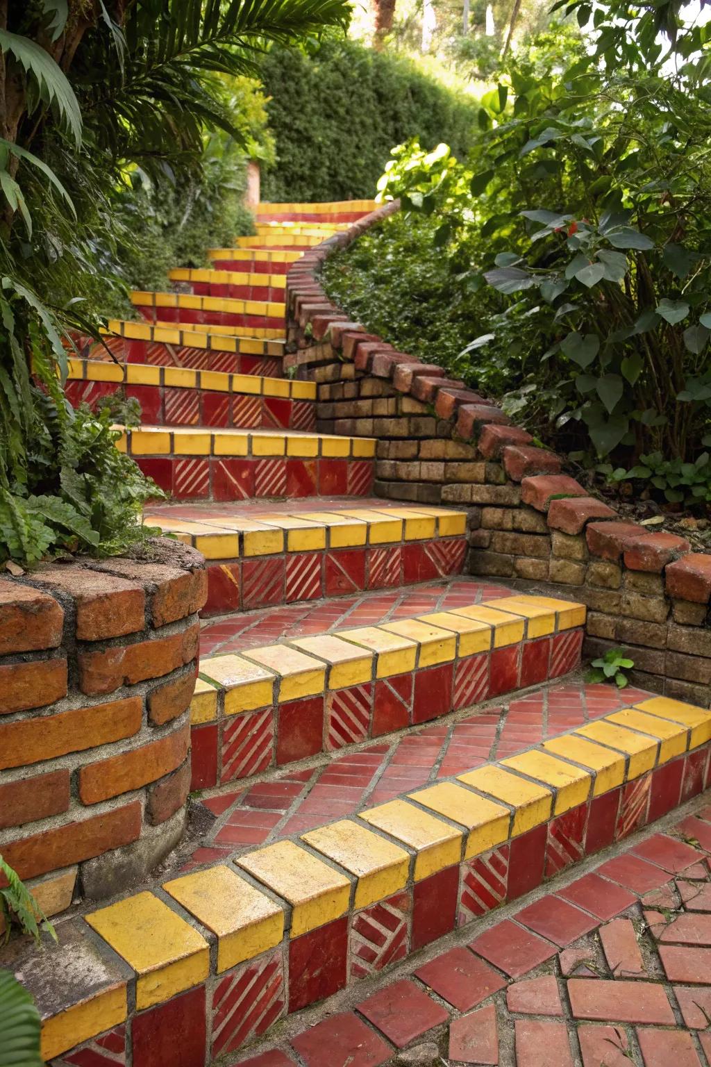 Elevate your garden with bold, vibrant brickwork that stands out.