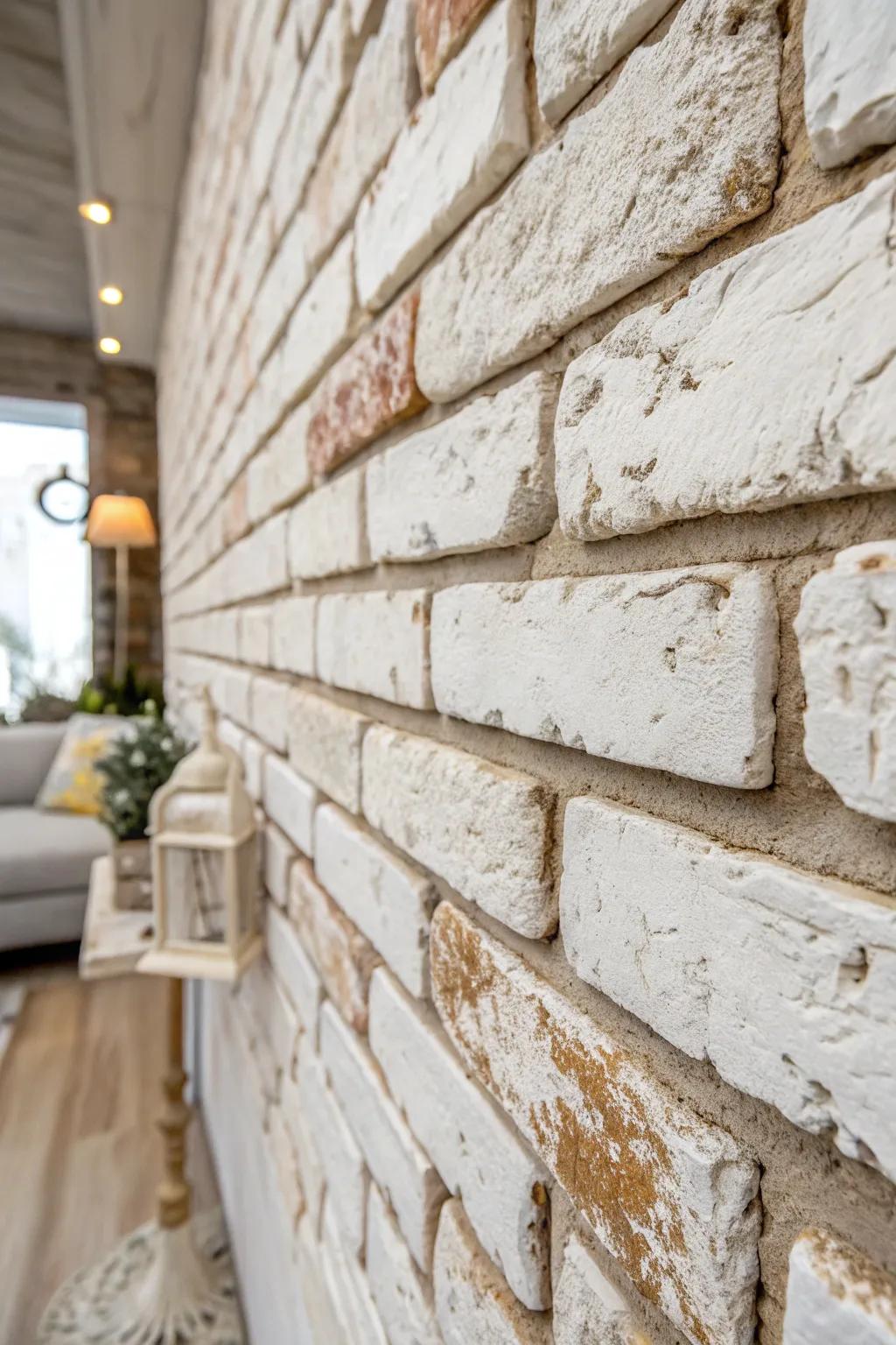 Discover the timeless elegance of vintage whitewashed bricks, where craftsmanship meets rustic charm.