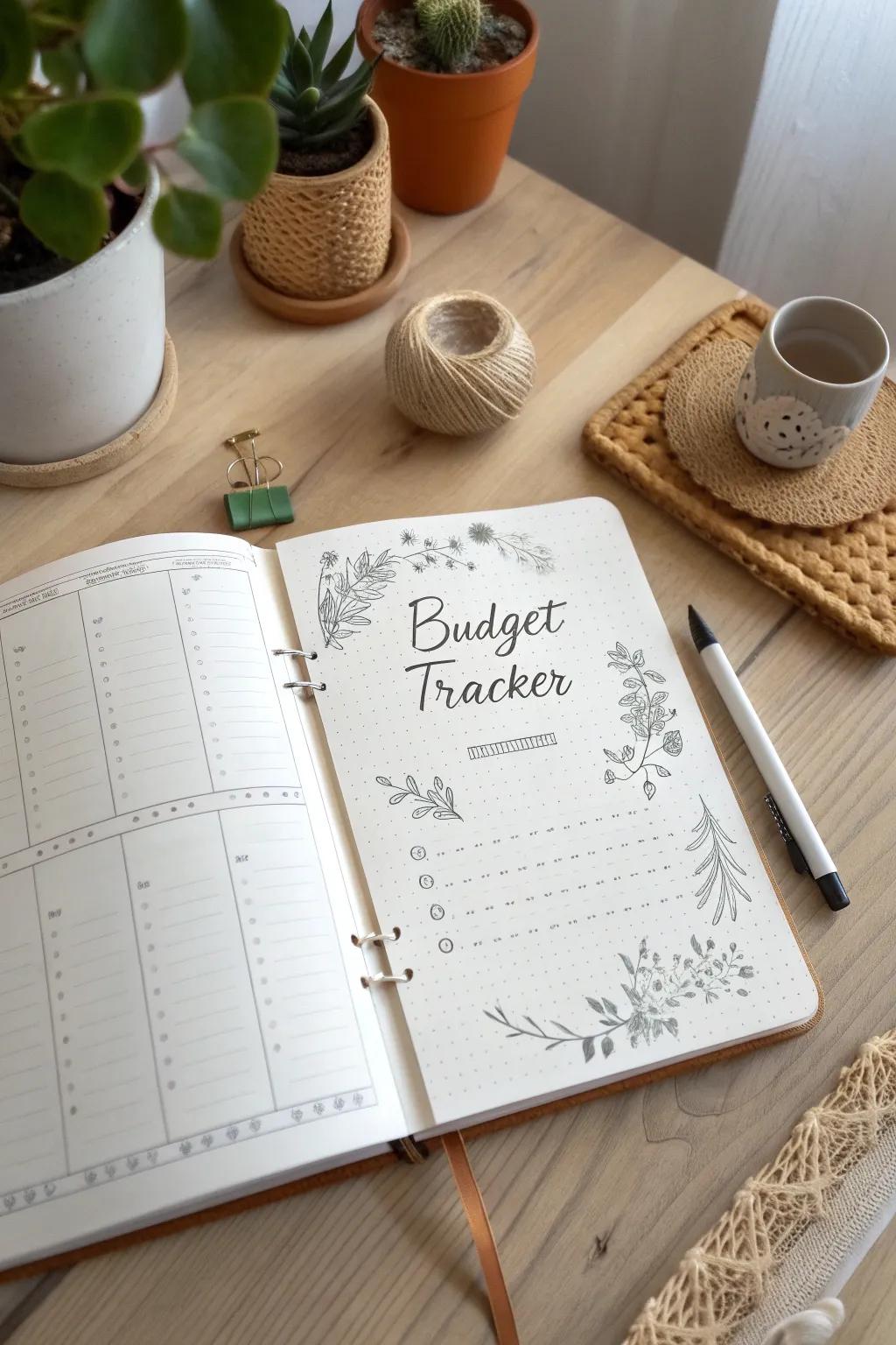 Effortlessly track your finances in style with a minimalist budget tracker. #BulletJournal #ScandiBoho