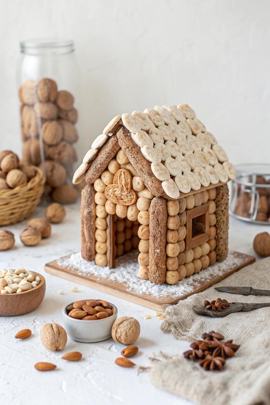 Embrace the beauty of simplicity with a Nutty Nutcracker candy house, where savory meets sweet in Scandinavian style.