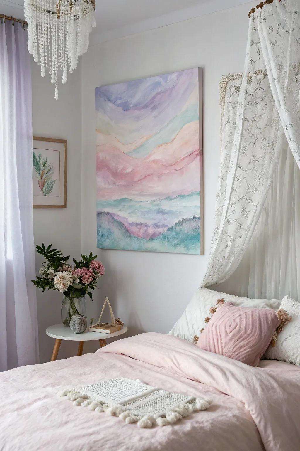 Soften your space with a watercolor canvas.