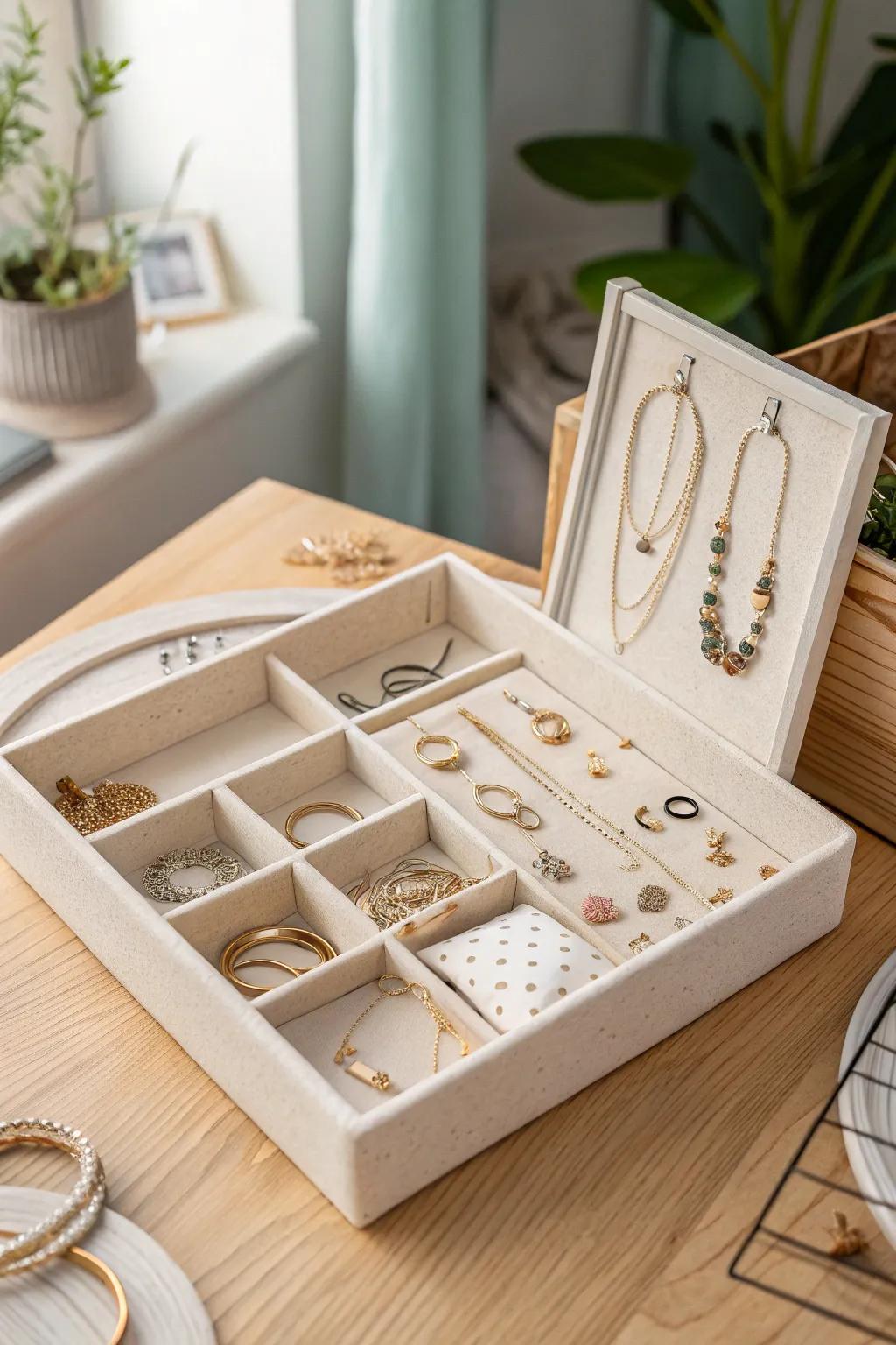 Elegance meets simplicity: Organize your jewelry with minimalist beauty.