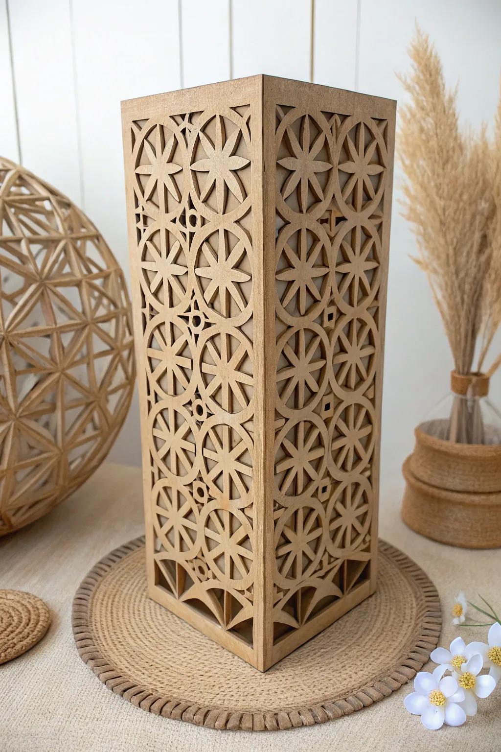 Discover the elegance of simplicity with this geometric cardboard sculpture, where art meets craftsmanship.