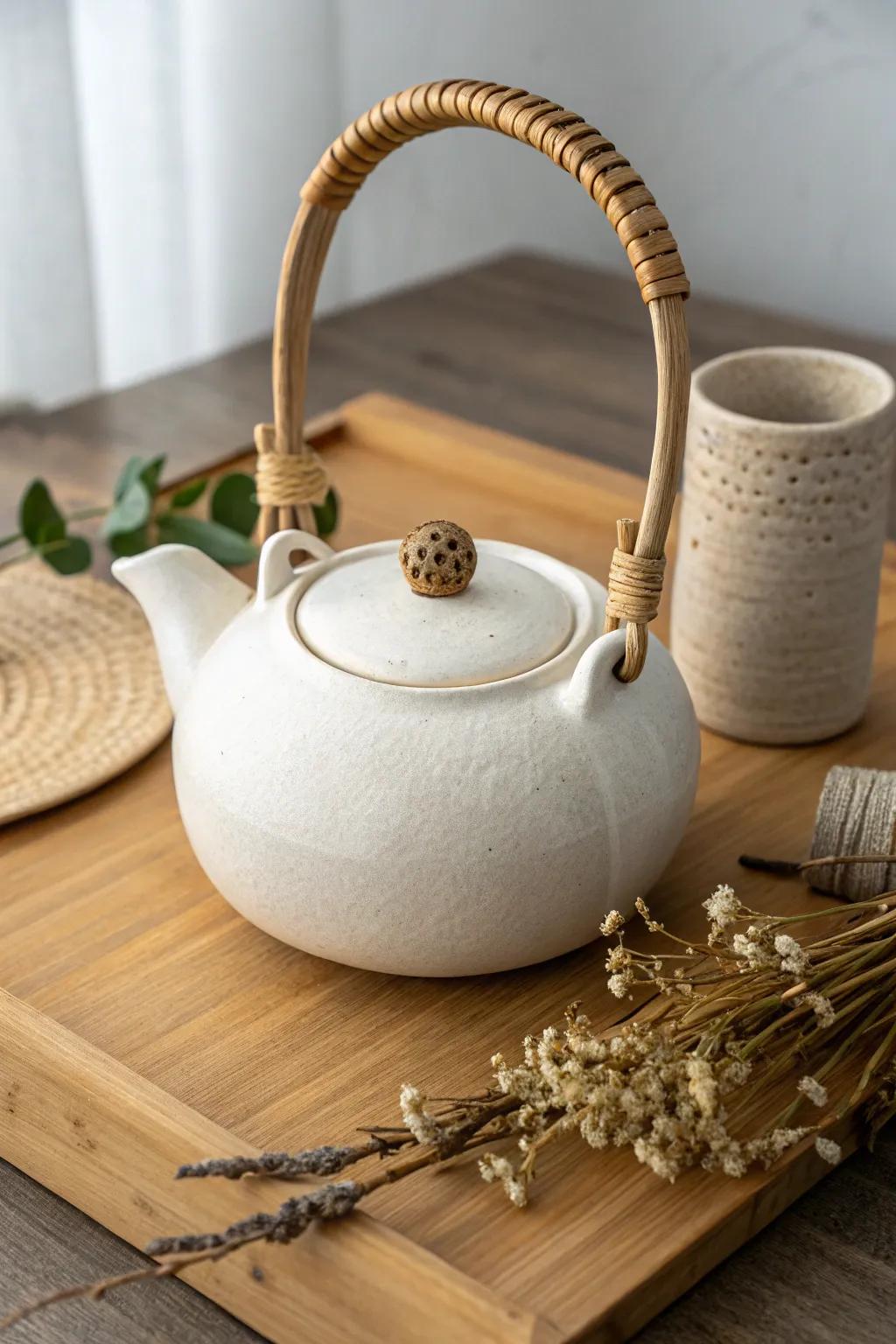 Discover the art of simplicity with this handcrafted ceramic teapot masterpiece.