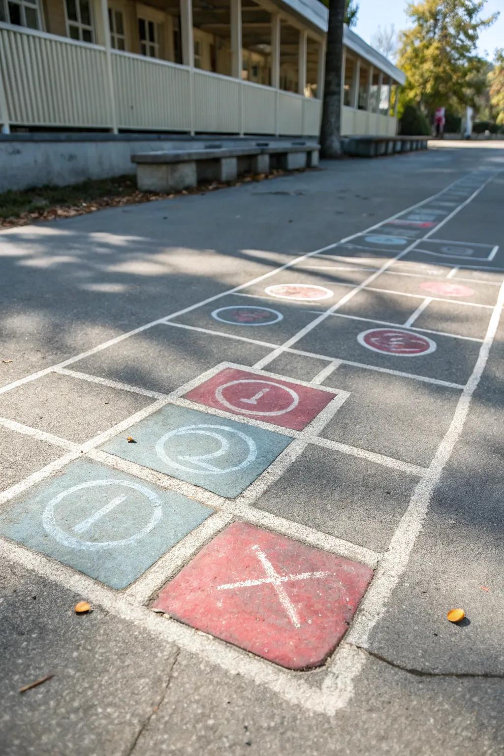 Step into the Color Challenge: Test your agility with this chic and playful chalk obstacle course. 🌈✨