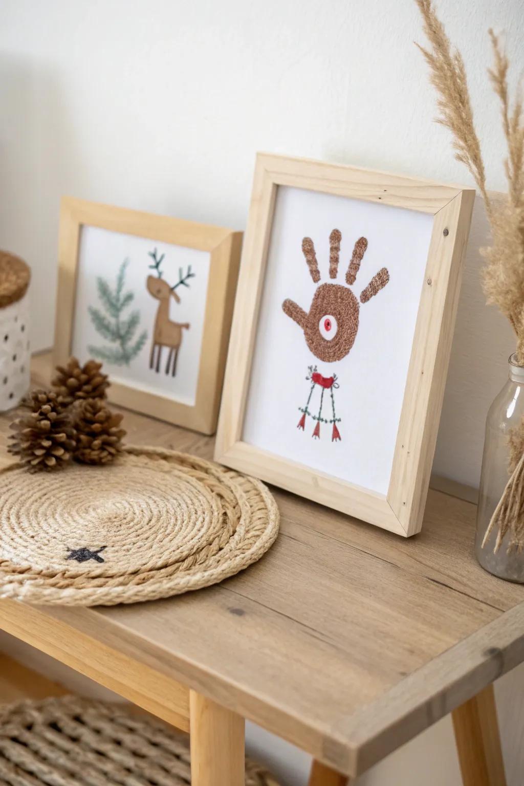 Crafting joy: Turn little handprints into charming reindeer art, perfect for a heartfelt holiday gift!
