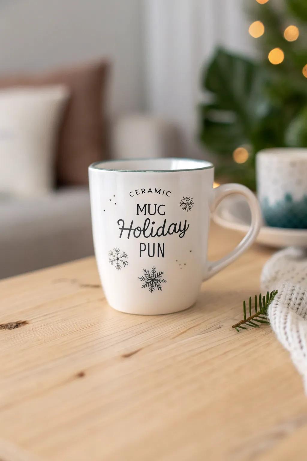 Sip in style with a mug that brings holiday cheer and a touch of humor.