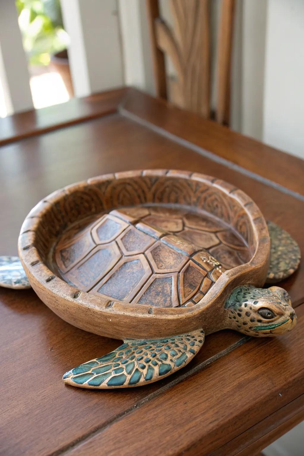 Bring the ocean's charm to your space with this handcrafted sea turtle ashtray.