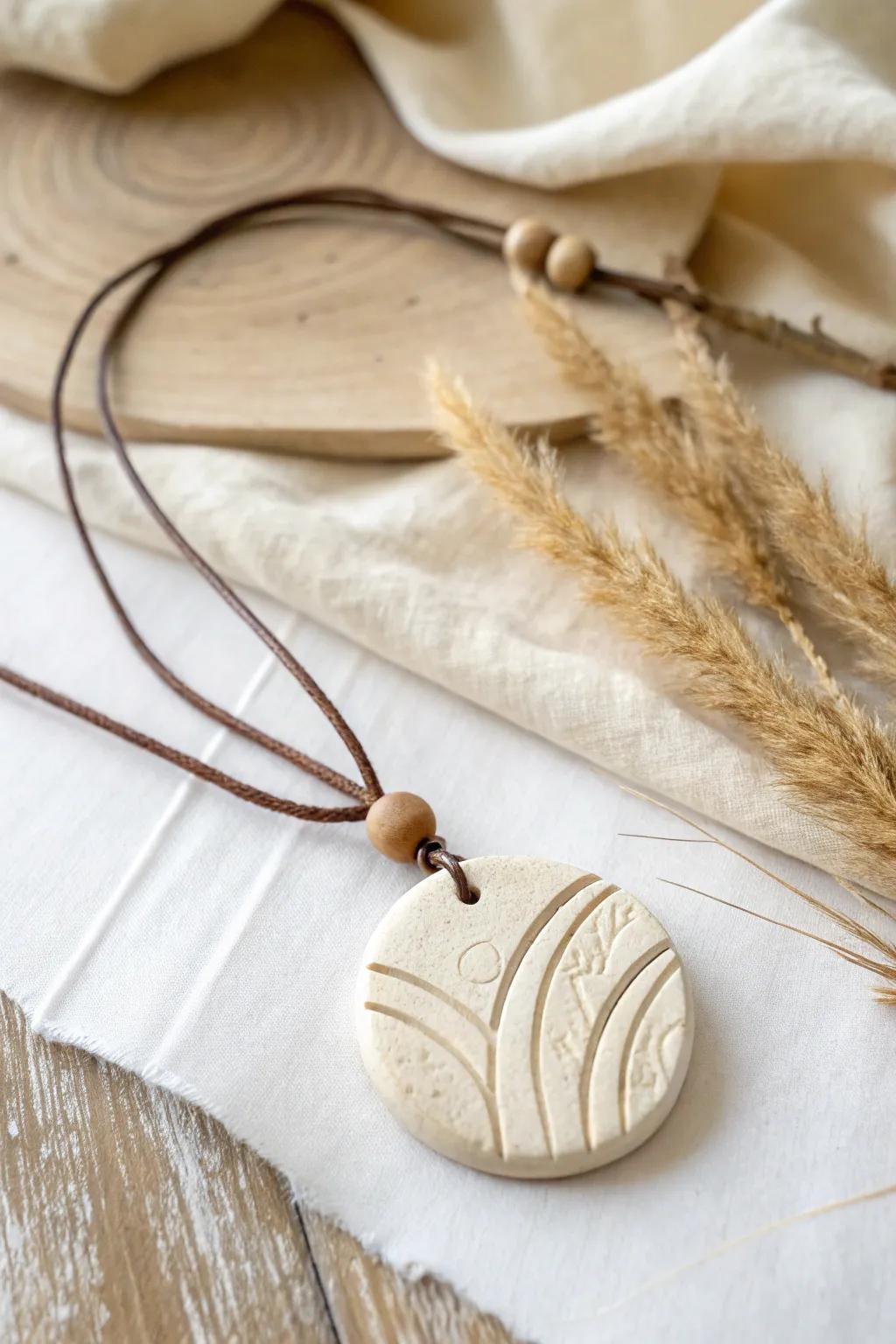 Embrace simplicity with this handcrafted clay pendant, the perfect minimalist charm for an effortlessly chic look.