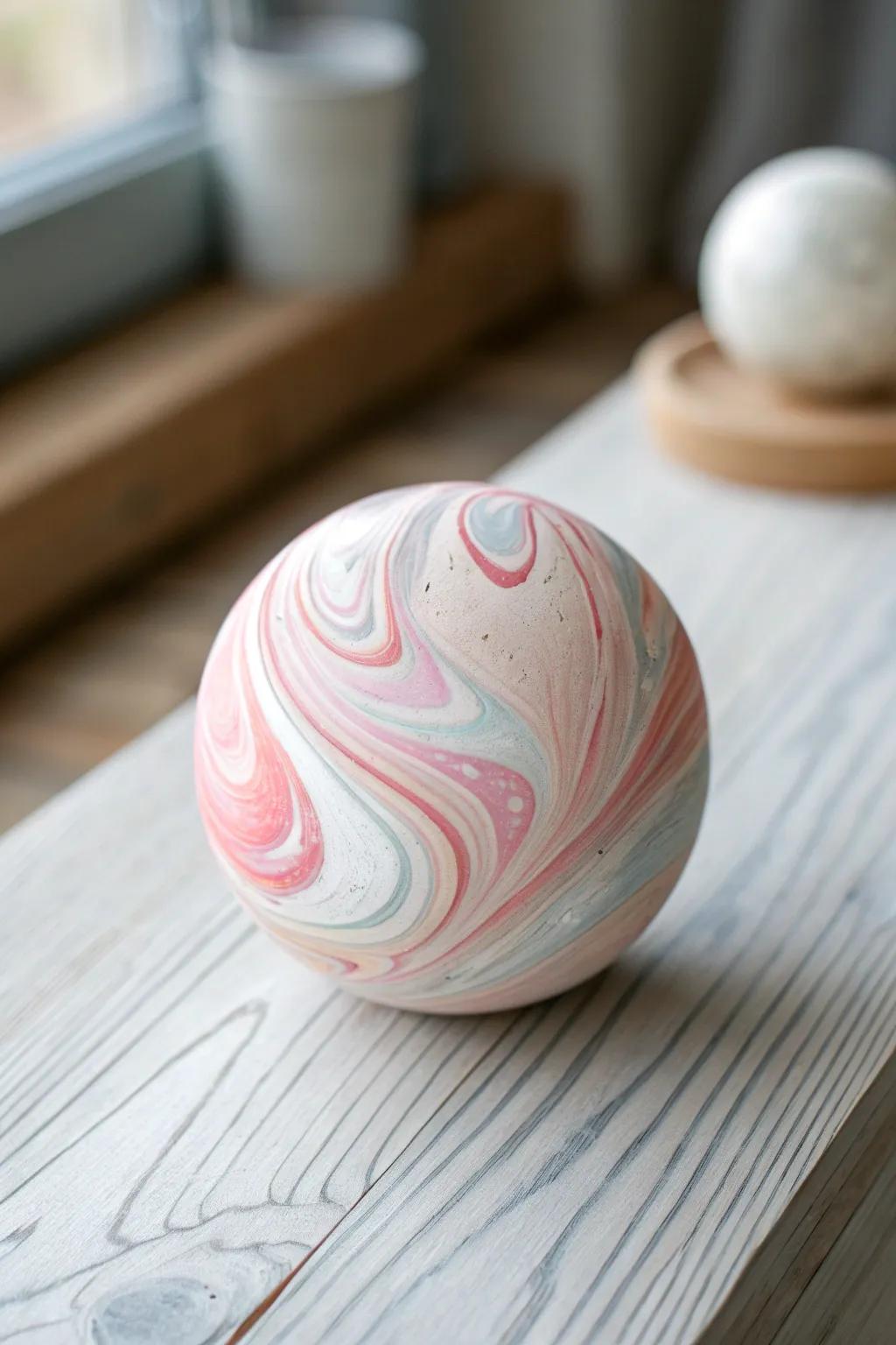 Discover the art of simplicity with a handcrafted marble effect clay sphere, where elegance meets minimalism.
