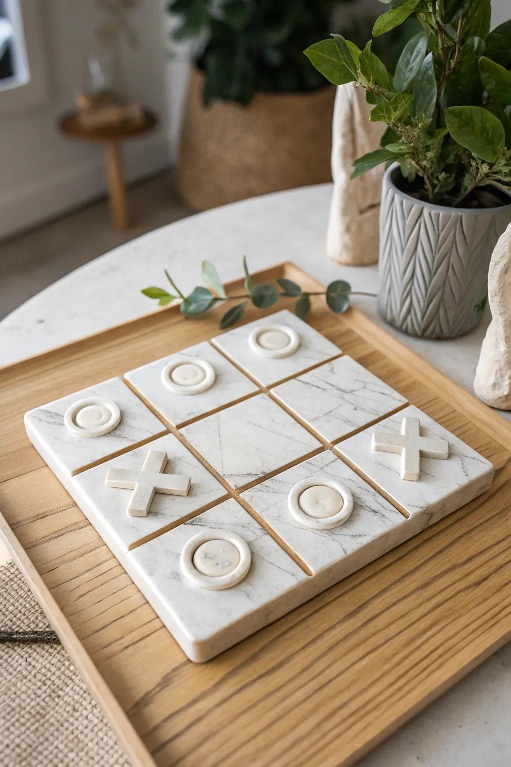Elevate your game nights with a chic marble-inspired clay board that embodies elegance and simplicity.