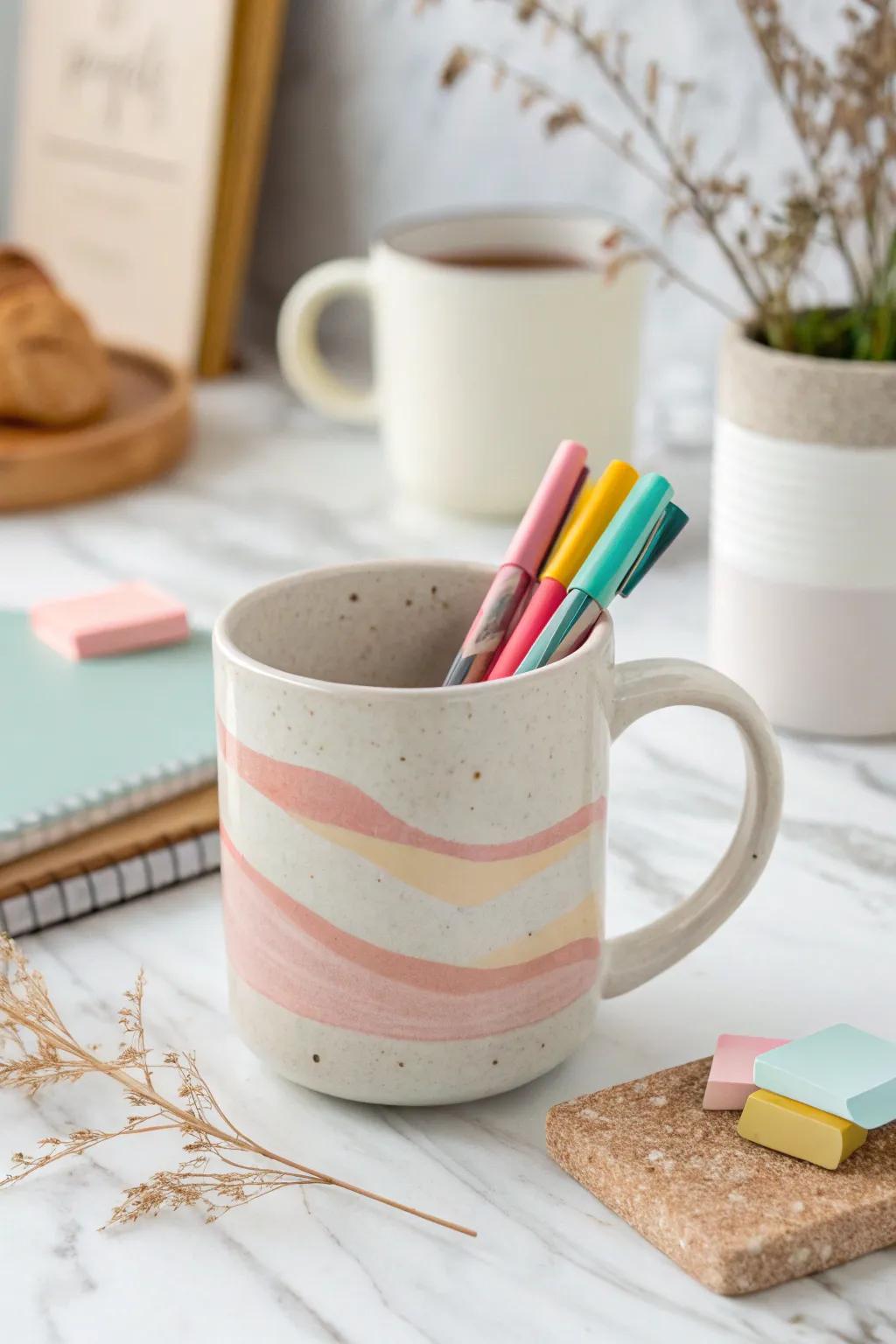 Elevate your desk with this Stationery Mug for the Organized Soul - where simplicity meets creativity.