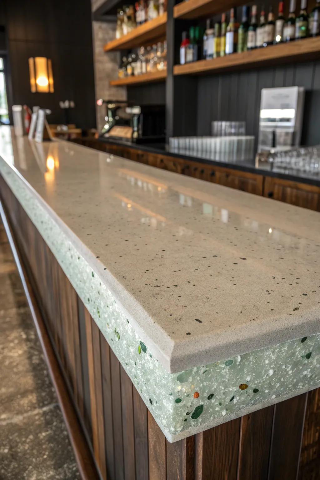 Sustainable Elegance: A Concrete Bar Top Crafted with Recycled Materials