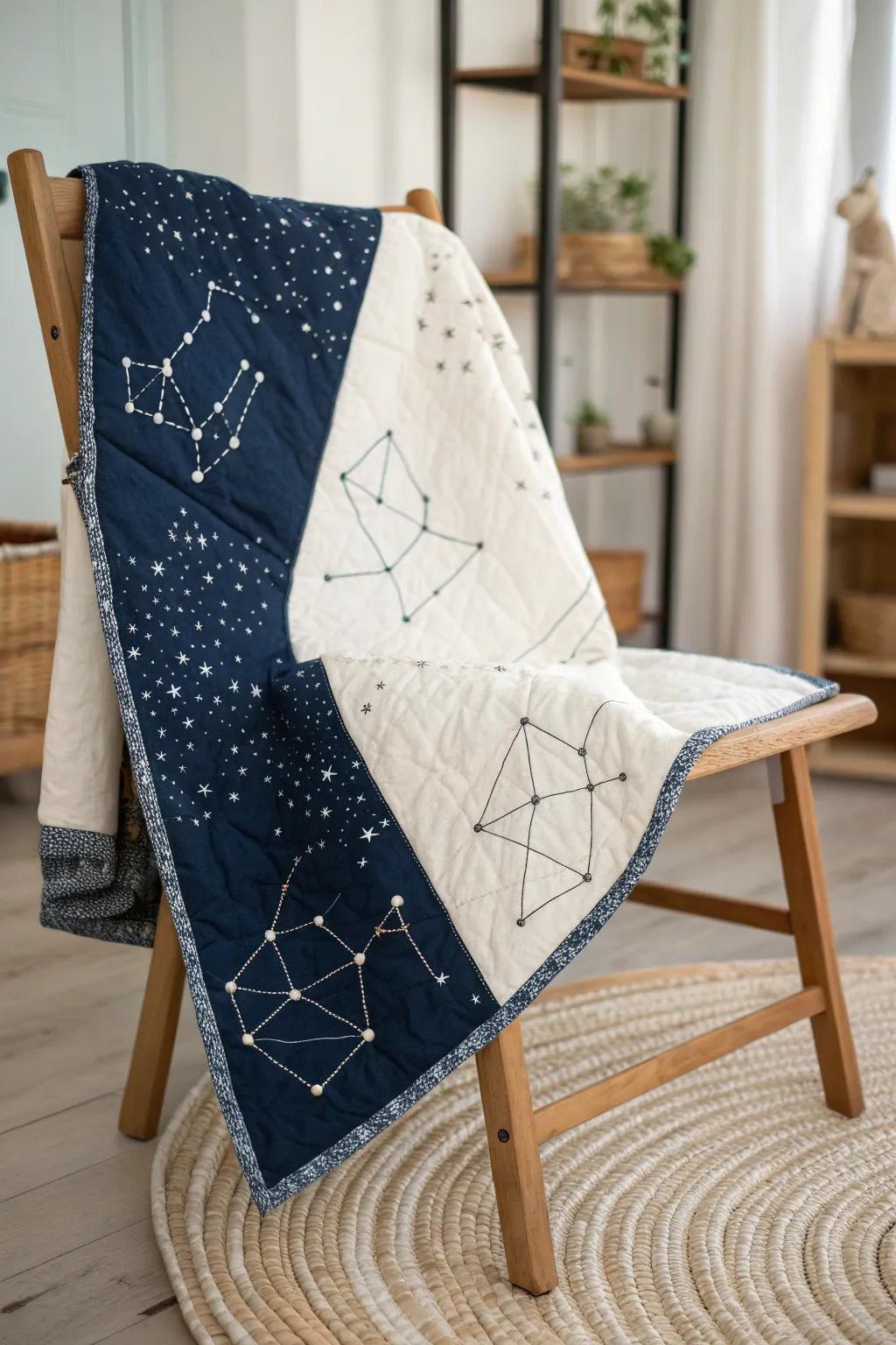 Wrap yourself in the night sky with this DIY Constellation Quilt—where craftsmanship meets celestial beauty.