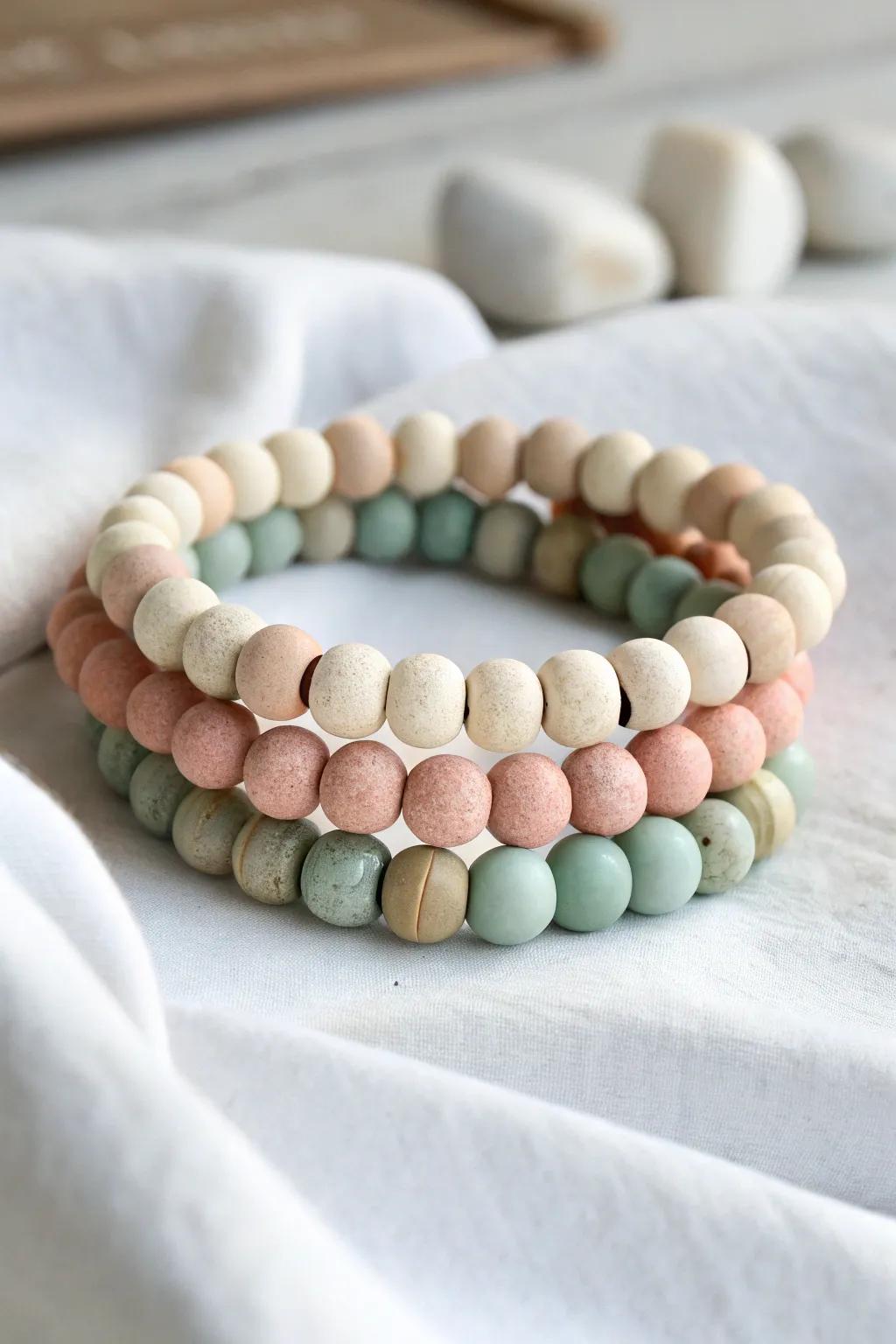 Elevate your style with stackable clay bead bracelets—where simplicity meets natural elegance.