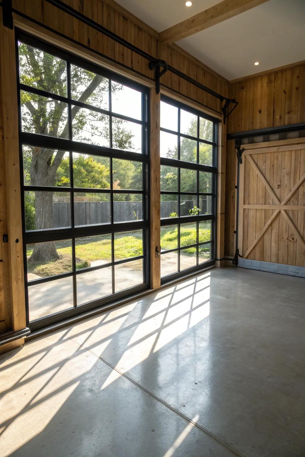 Transform your garage with stunning windows that flood the space with natural light and style.