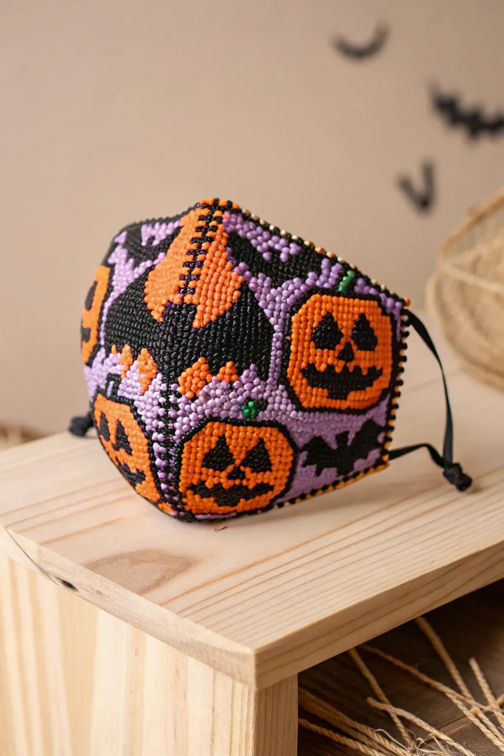 Craft your style with this stunning Halloween-themed Kandi mask – a perfect blend of simplicity and festive charm!