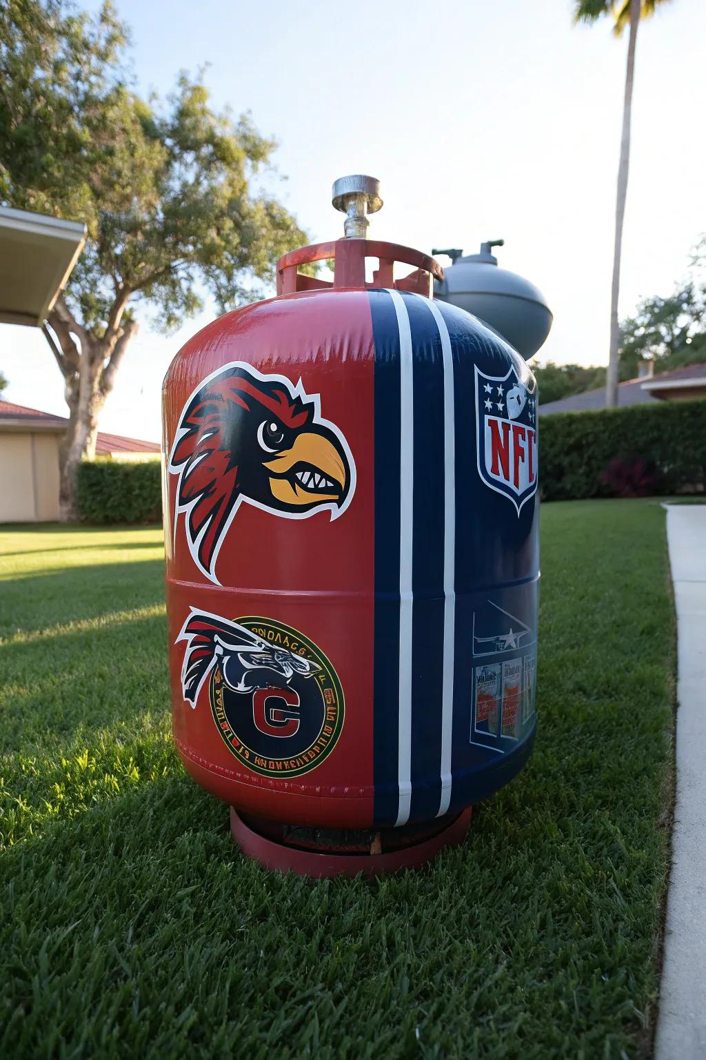 Elevate your game day with a propane tank that shows off your true team spirit!