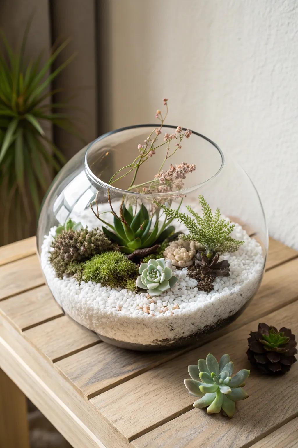 Bring a touch of nature indoors with this elegantly crafted DIY terrarium, perfect for adding a minimalist, boho vibe to any space.