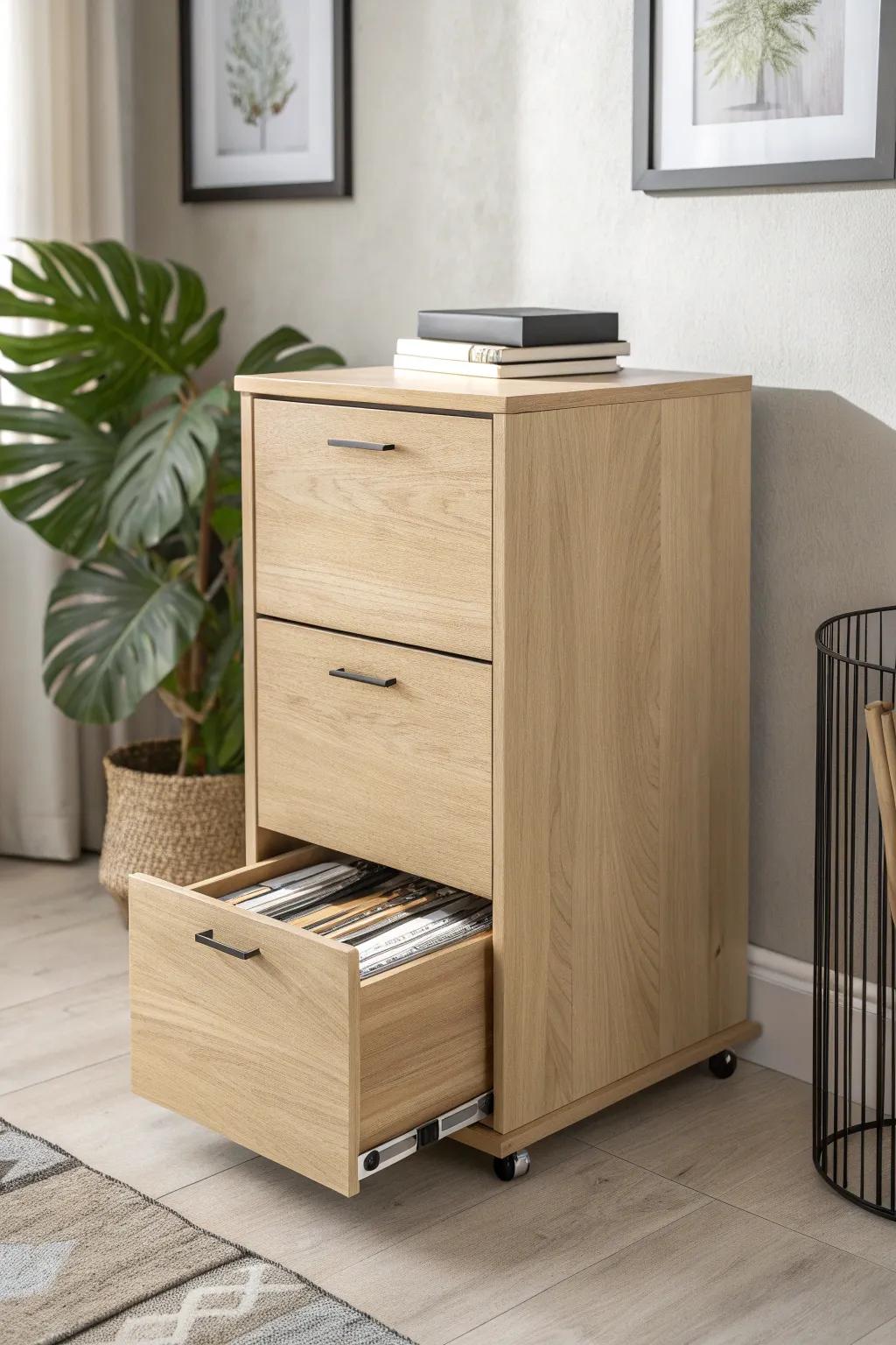 Elevate your storage solution with a touch of Scandinavian elegance on wheels. Perfect for the creative soul on the move!