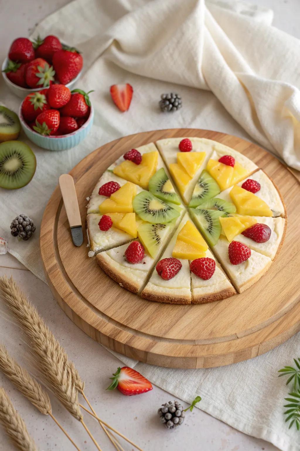 Elevate your dessert game with a stunning geometric fruit pizza that’s as delicious as it is beautiful!