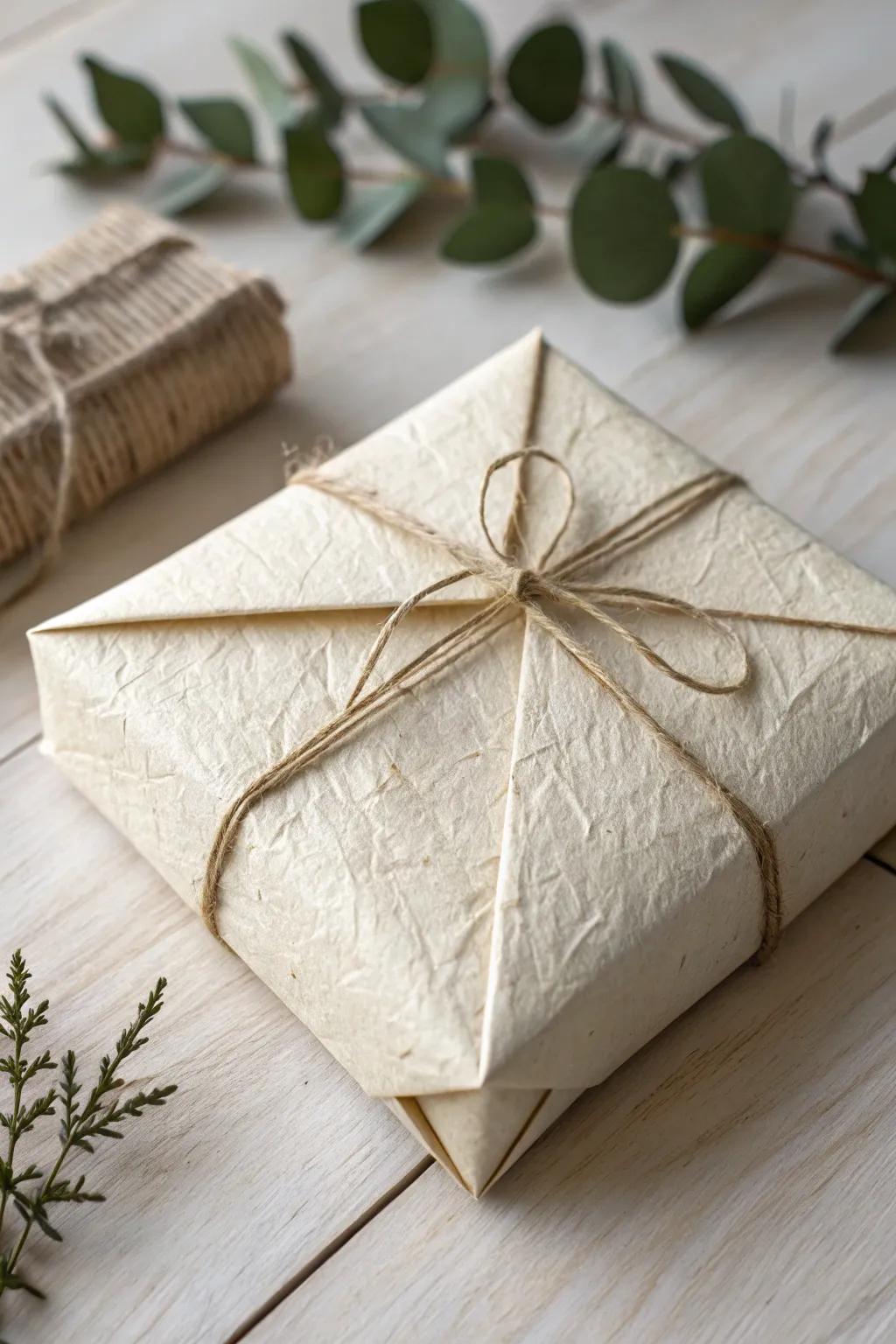 Elevate your gift card presentation with an elegant origami parcel, where simplicity meets natural beauty.