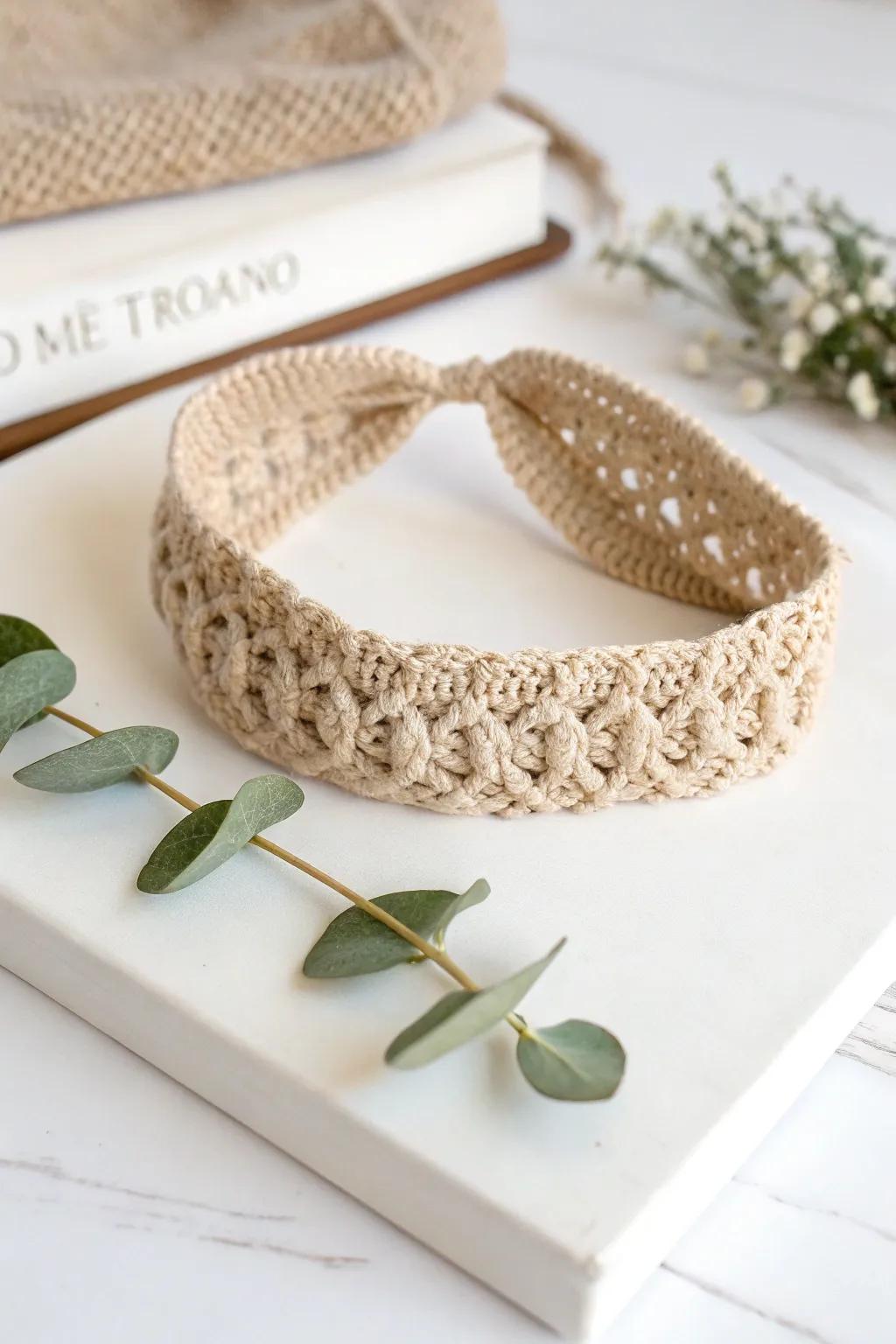 Elevate your style effortlessly with this chic crochet headband—perfectly crafted for simplicity and elegance.