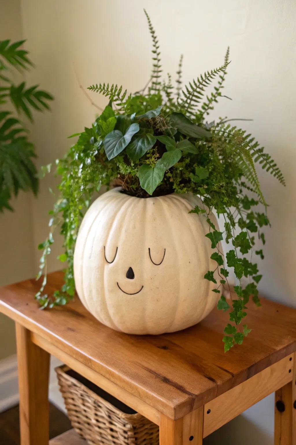 Meet the Pumpkin with Personality: Nature's Hairdo for a Charming Halloween Twist!