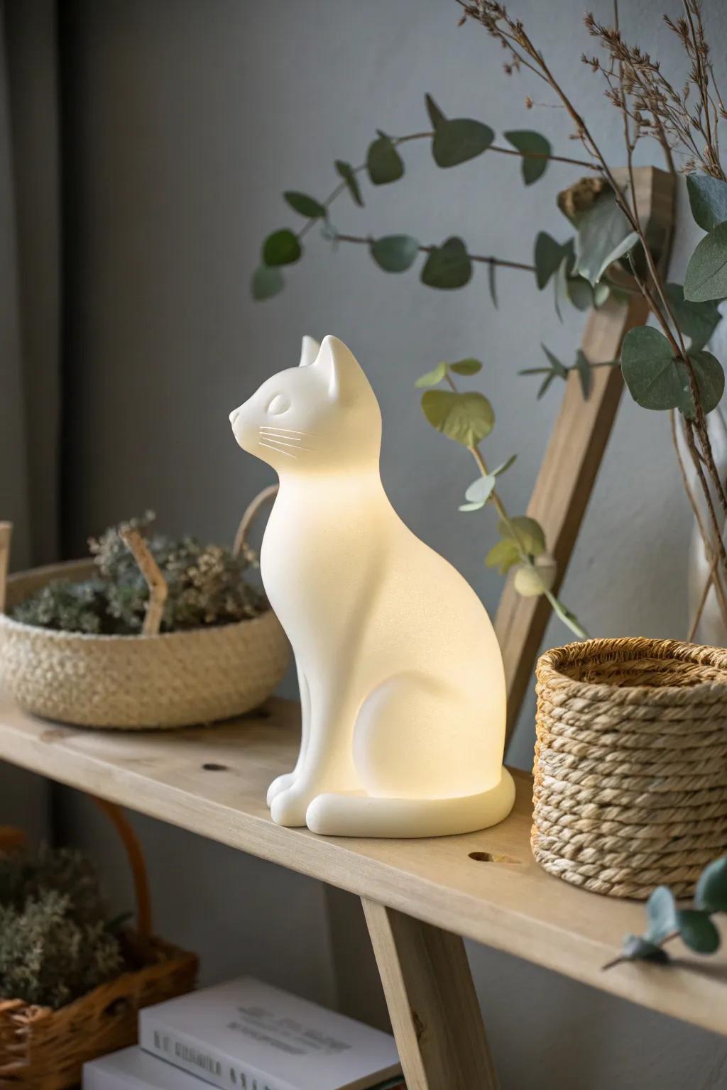 Illuminate your nights with this charming glow-in-the-dark cat sculpture, a perfect blend of minimalist elegance and boho charm.