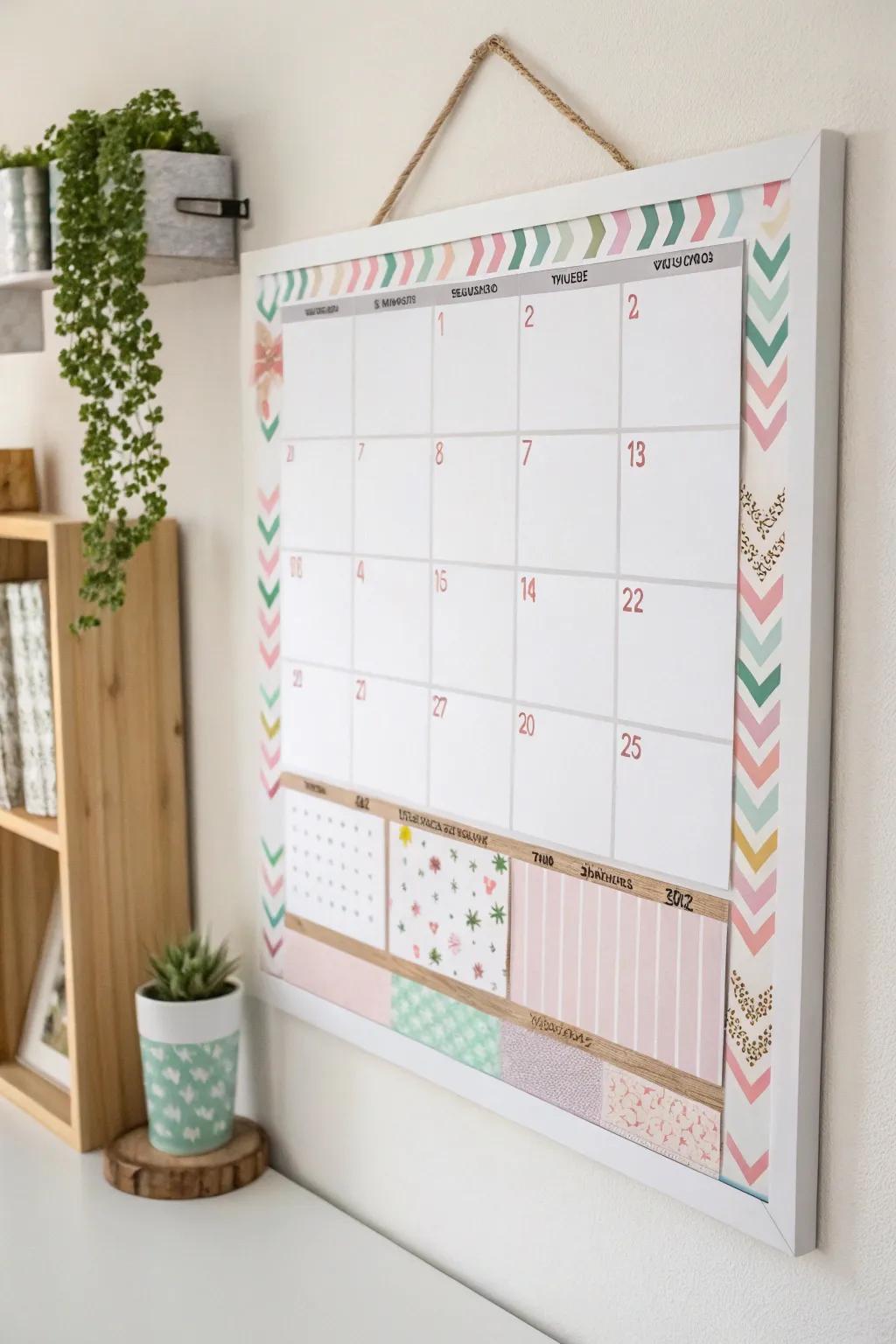 Elevate your planning space with charming washi tape borders for a touch of personality and style.