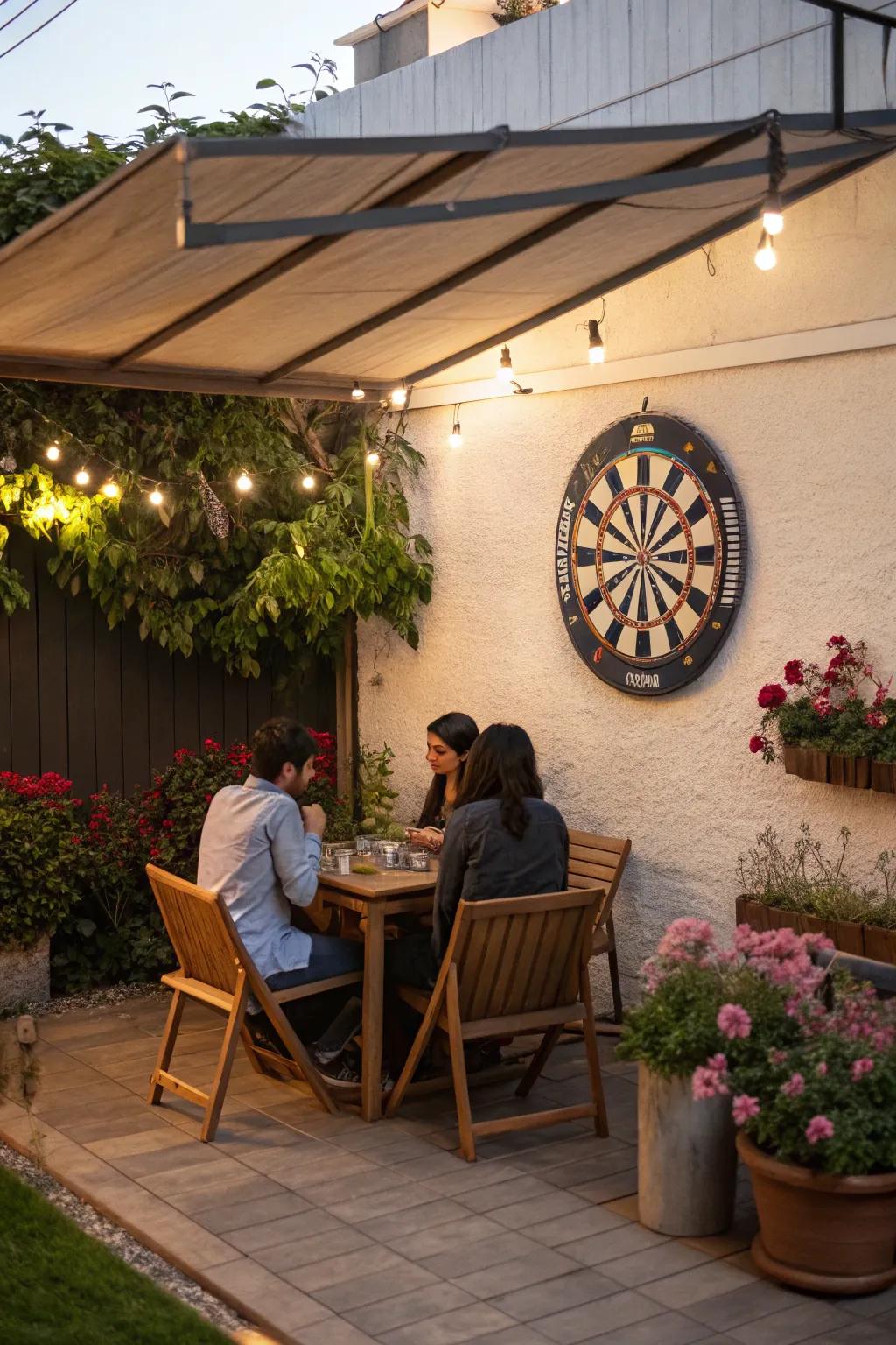 Enjoy darts in the open air with a stylish outdoor setup.
