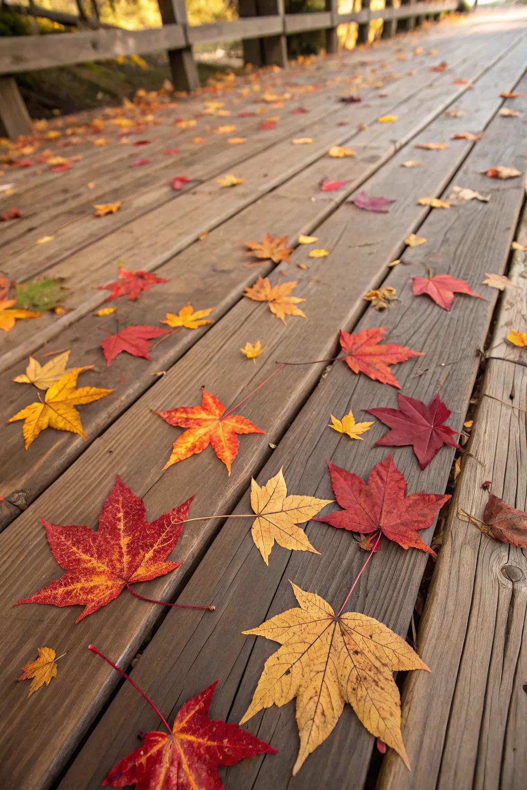 Transform your deck with the vibrant hues of autumn for a seasonally inspired masterpiece.