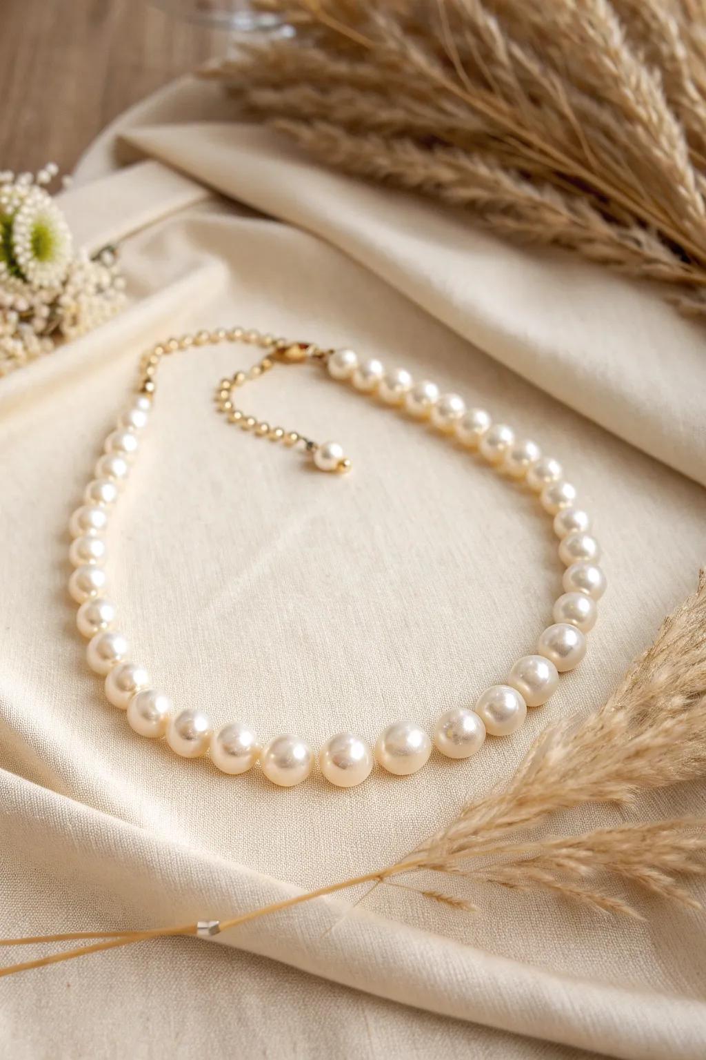Elevate your style with the timeless elegance of faux pearls. #DIYChoker #PearlPerfection