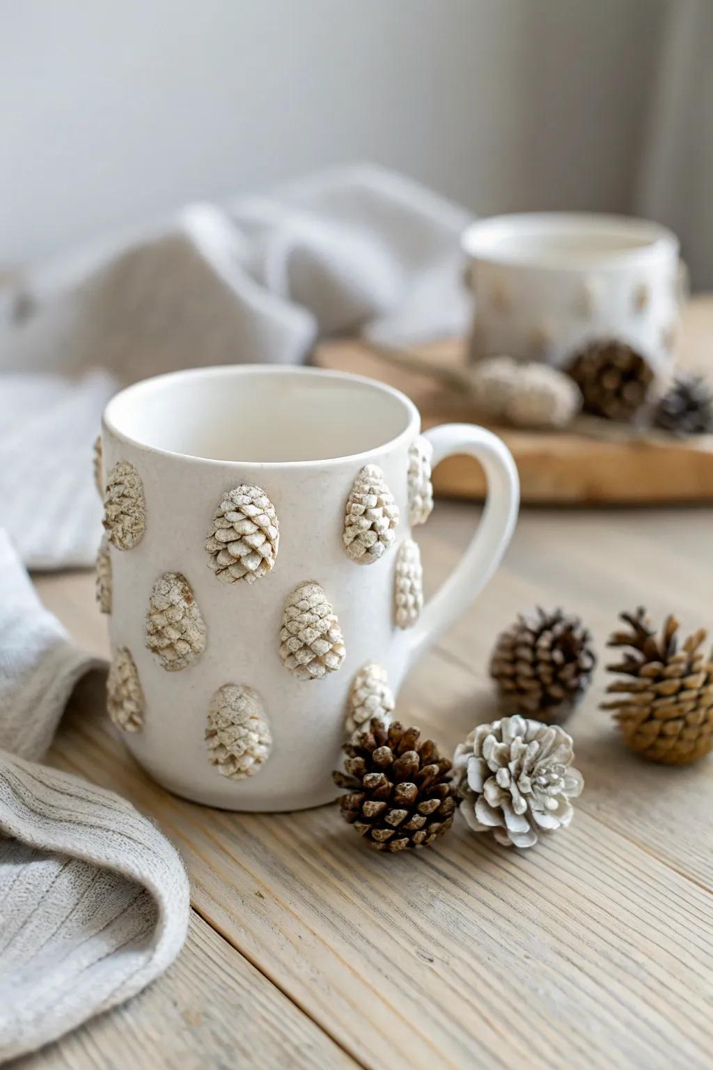 Embrace the charm of nature with a rustic pinecone mug—perfect for a cozy, woodland-inspired Christmas.