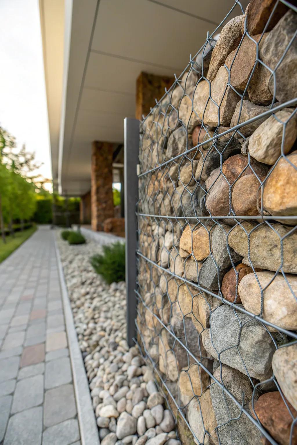 Sturdy Elegance: A Modern Twist on Classic Gabion Walls