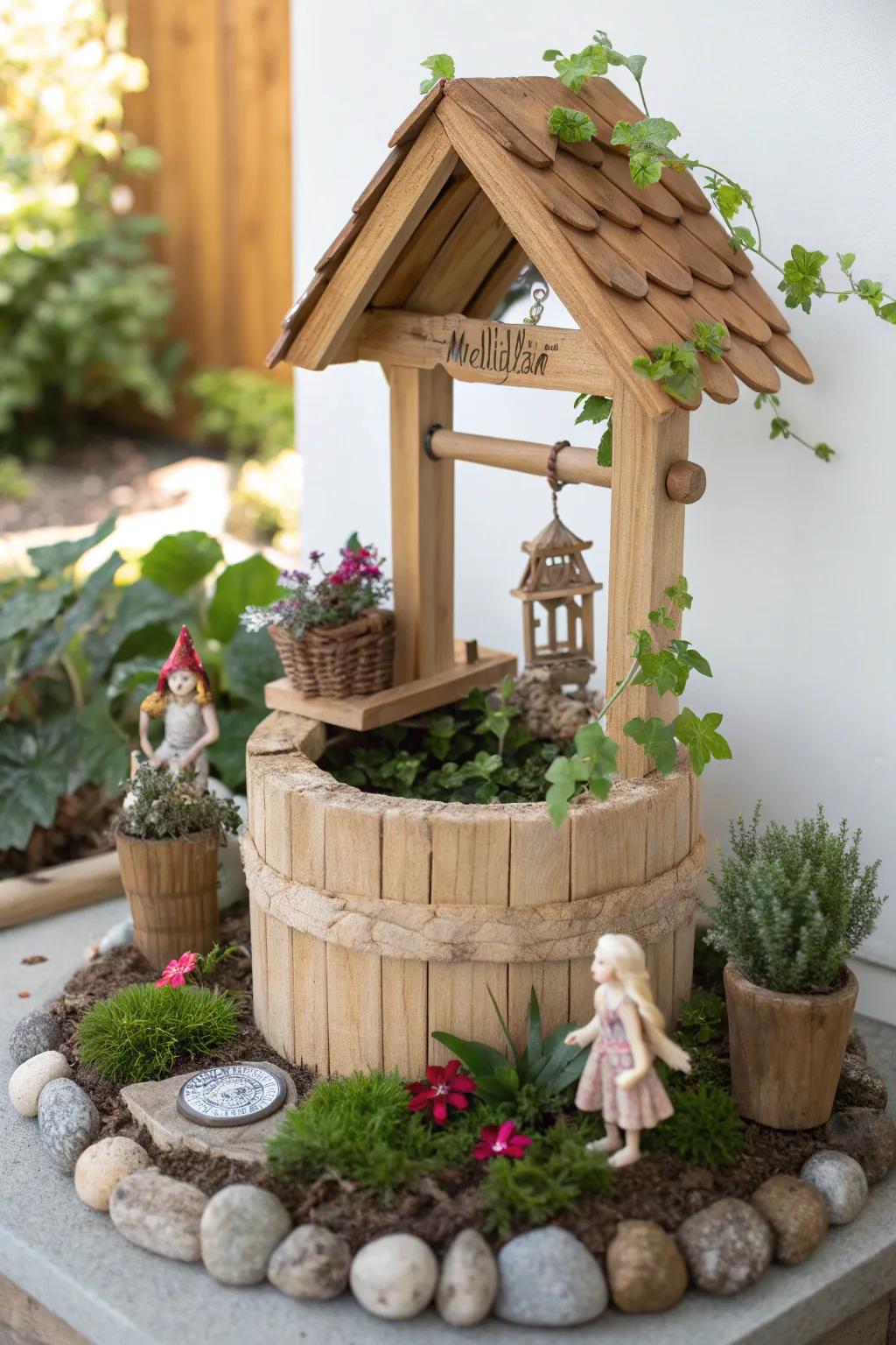 Step into a world of enchantment with a DIY wishing well, where fairies and dreams come alive.