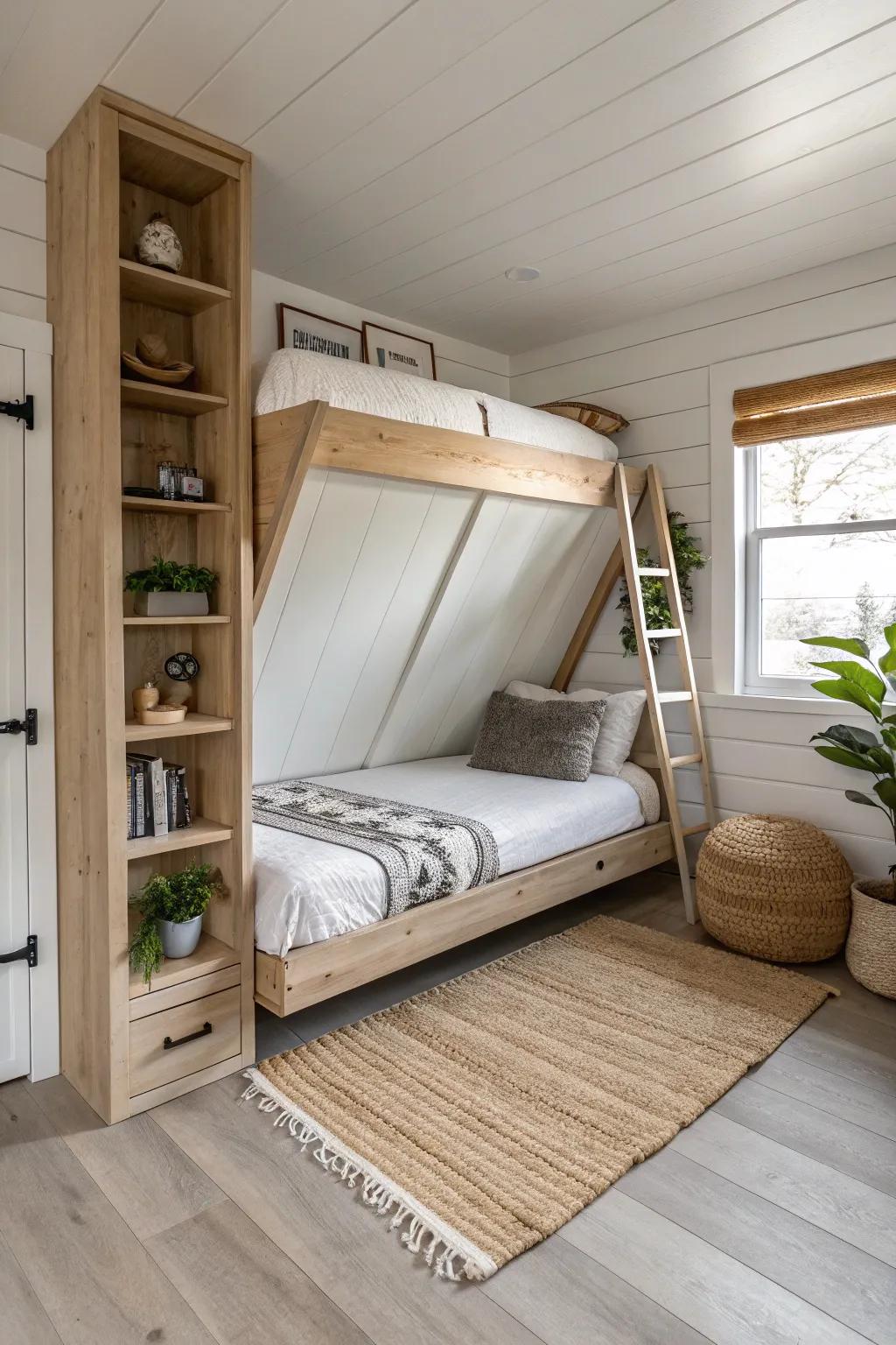 Transform your space with a Murphy-style loft bed - where elegance meets functionality!