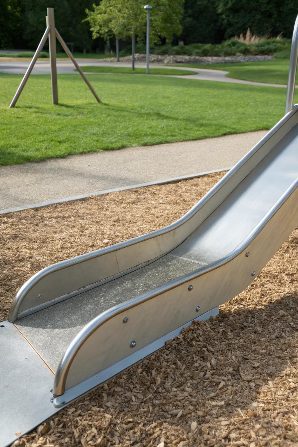 Elevate your playground with modern metal edging for a sleek and durable look.