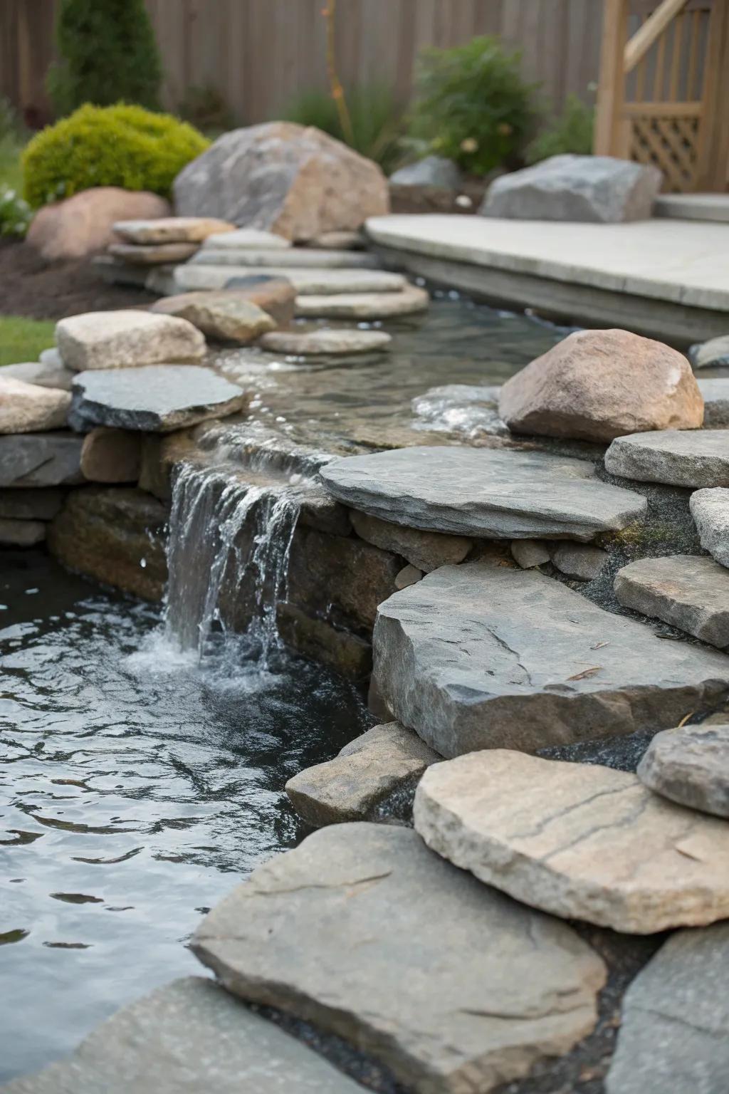 Modern Elegance: Crafting a Contemporary Stone Waterfall
