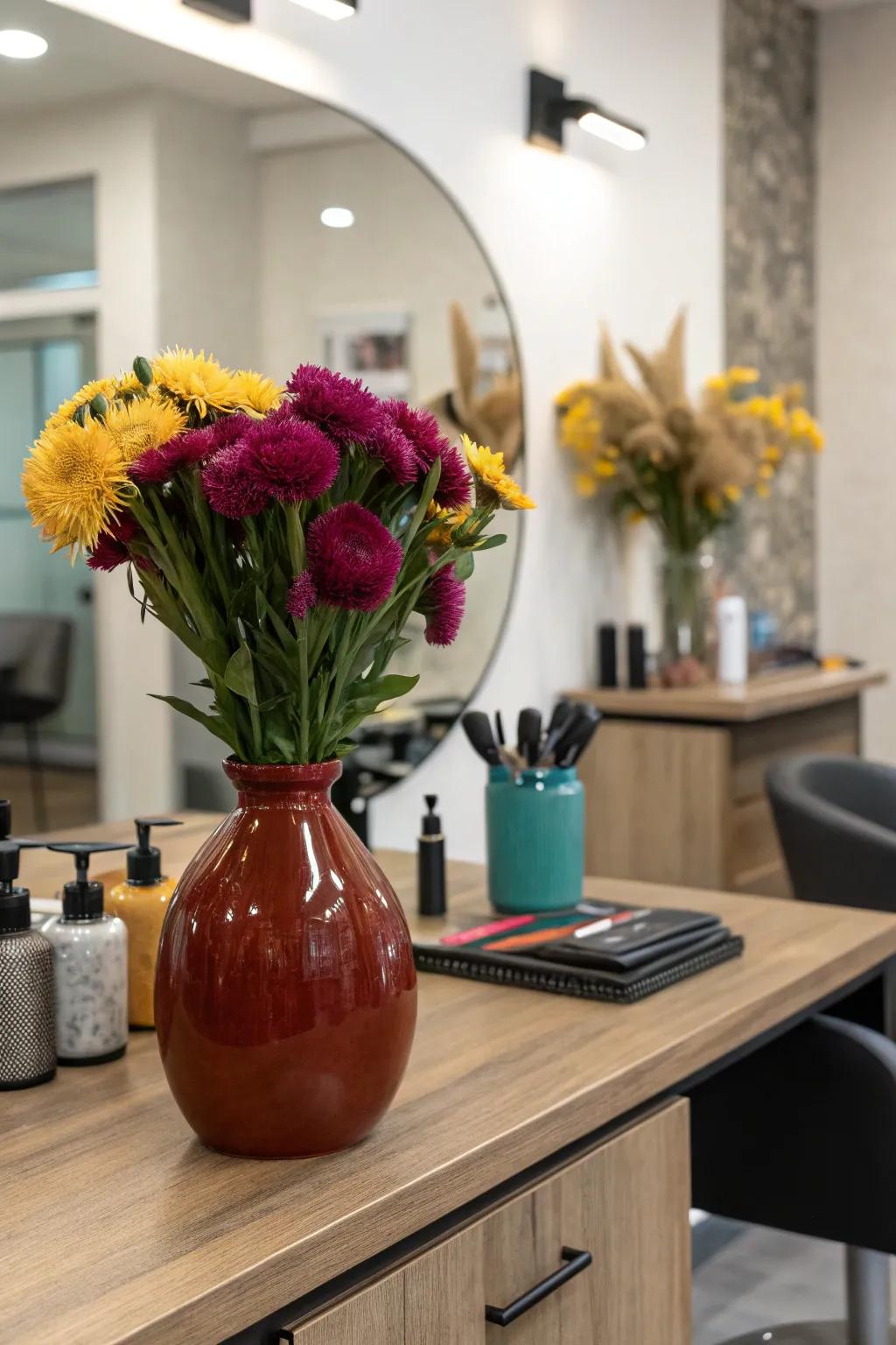 Add a pop of color to your salon space with vibrant floral accents!