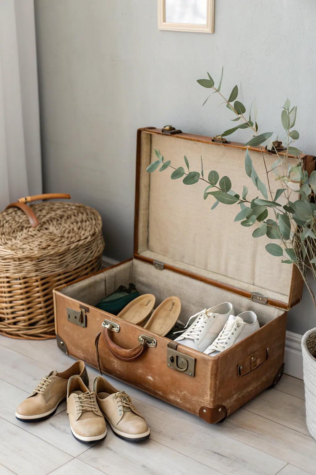 Transform vintage charm into functional elegance with this DIY shoe storage idea.