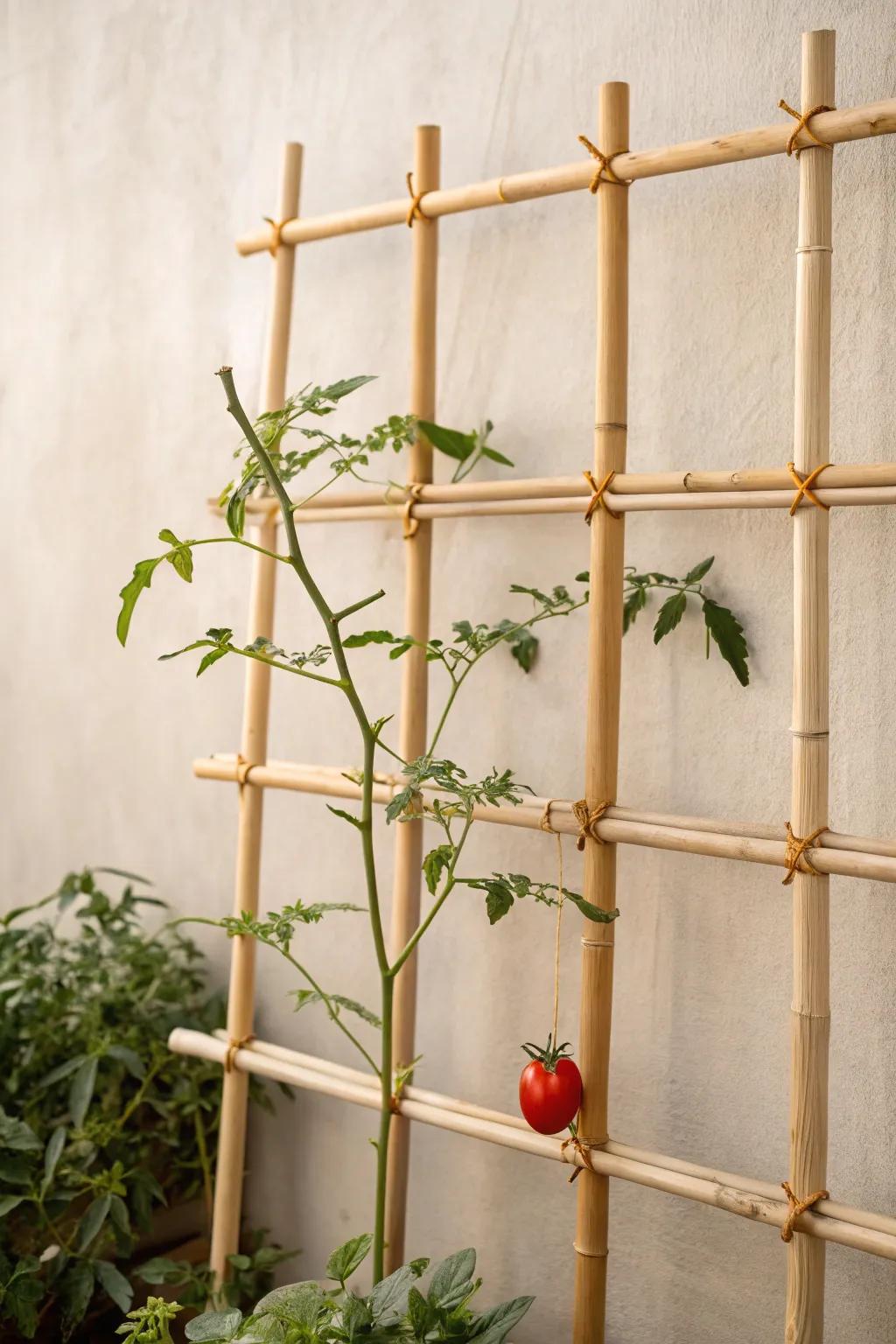 Embrace natural beauty with a handcrafted bamboo grid for your garden.