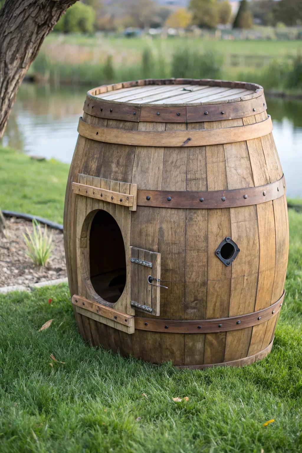 Craftsmanship Meets Nature: A Unique Duck House in a Repurposed Barrel