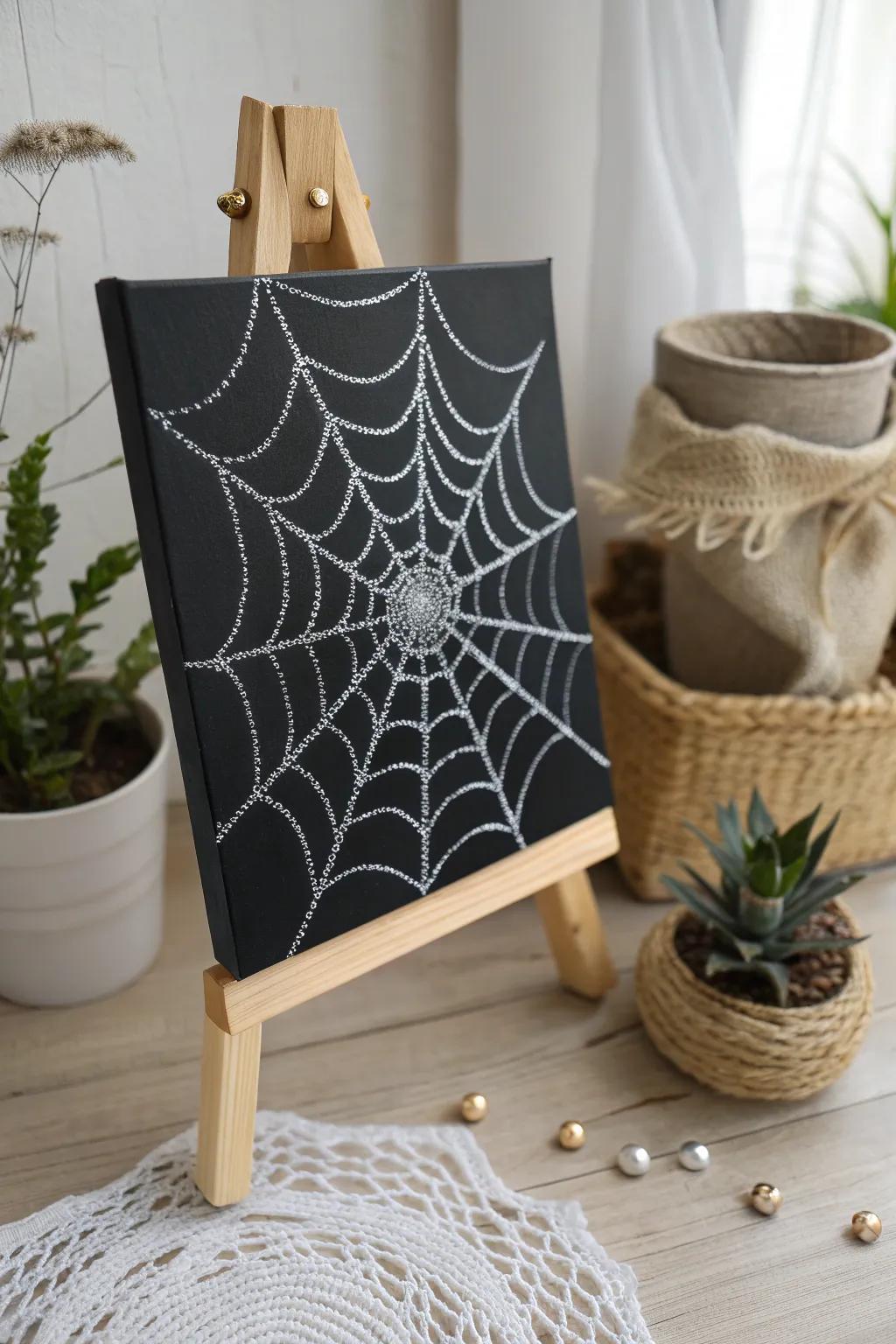 Capture the eerie elegance of spiderwebs with this minimalist canvas art, perfect for adding a touch of spooky sophistication to your space.