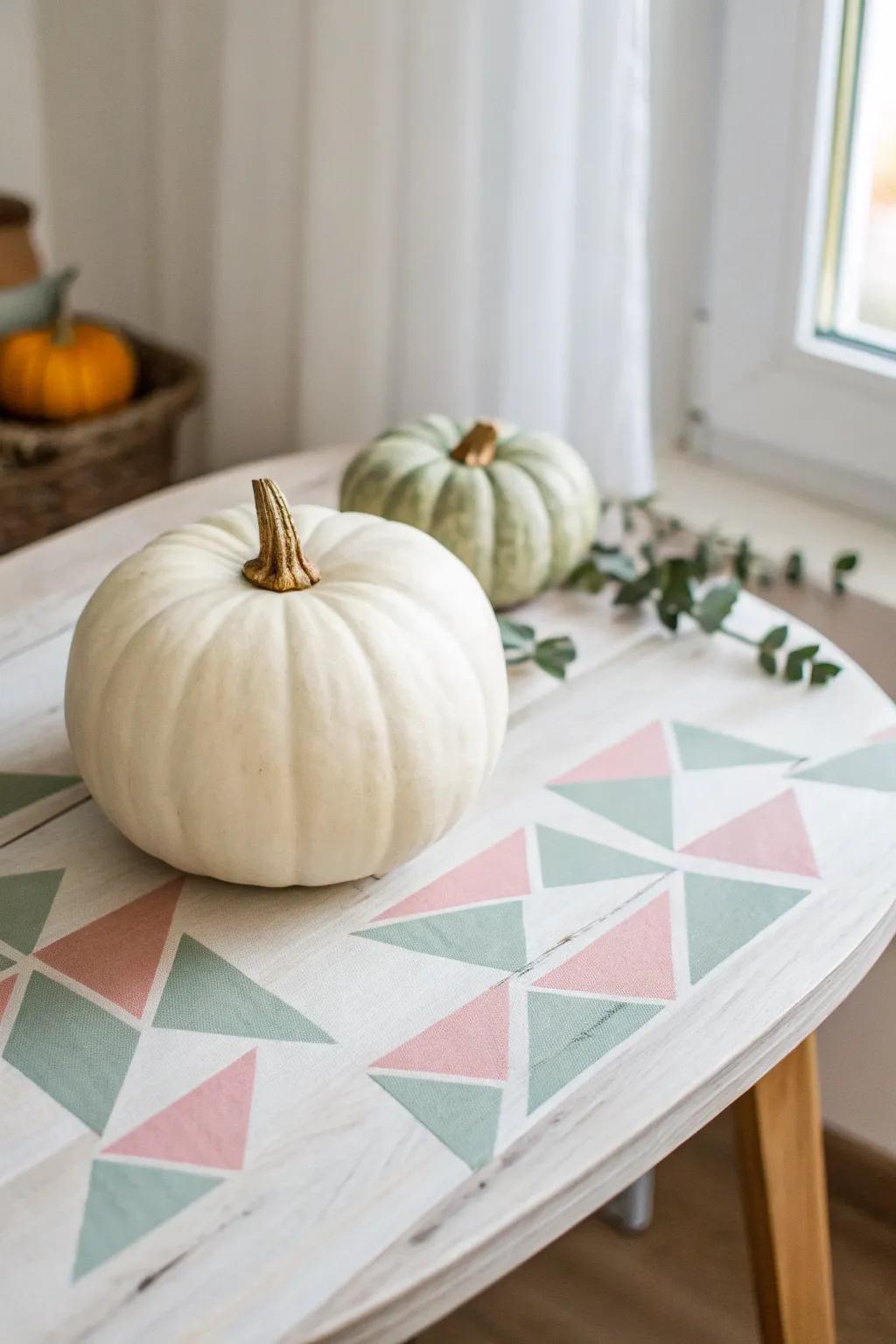 Elevate your autumn decor with minimalist geometric pumpkin art. 🎨✨ #ScandiBoho #PumpkinArt