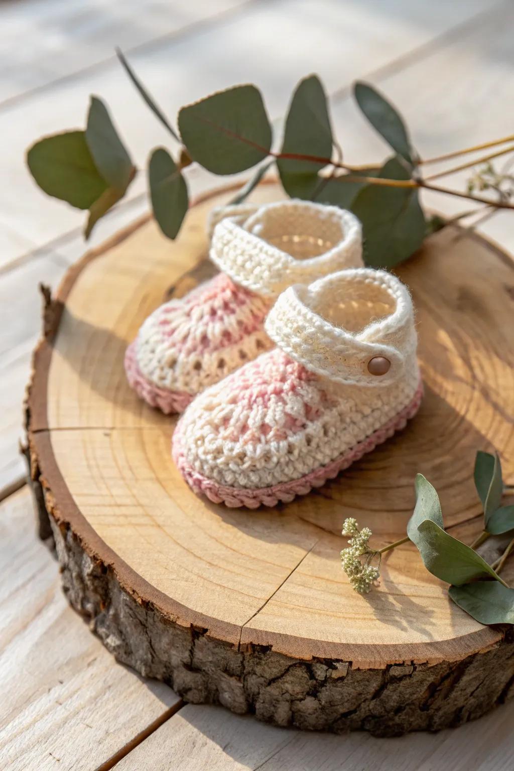 Adorable crochet baby booties: A perfect blend of simplicity and charm for your little one.
