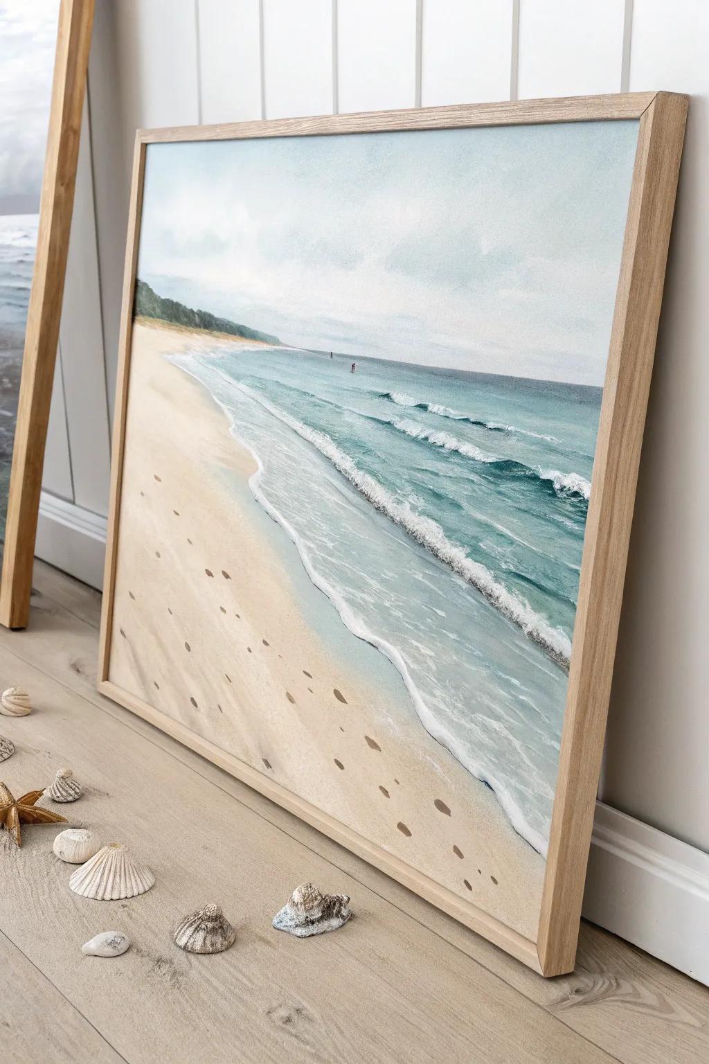 Capture tranquility with a minimalist beach landscape that whispers serenity and simplicity.